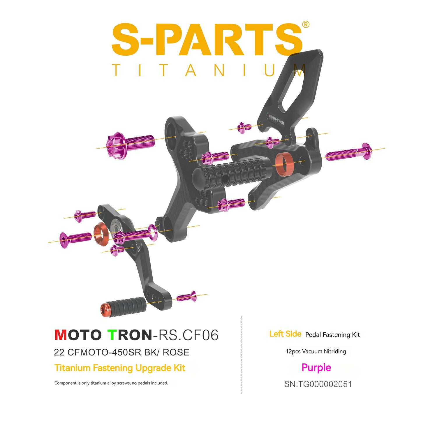 SPARTS TC4 Titanium Bolt Kit for CFMOTO 450SR MOTO TRON Raised Footpegs Upgrade