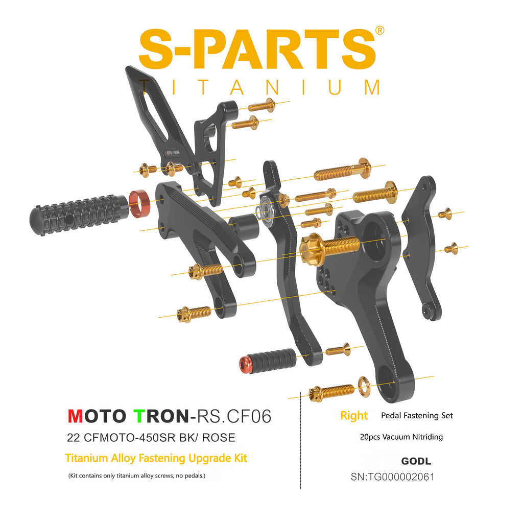 SPARTS Titanium Bolts for CFMOTO 450SR MOTO TRON Raised Footpegs – TC4 Lightweight High-Strength Upgrade