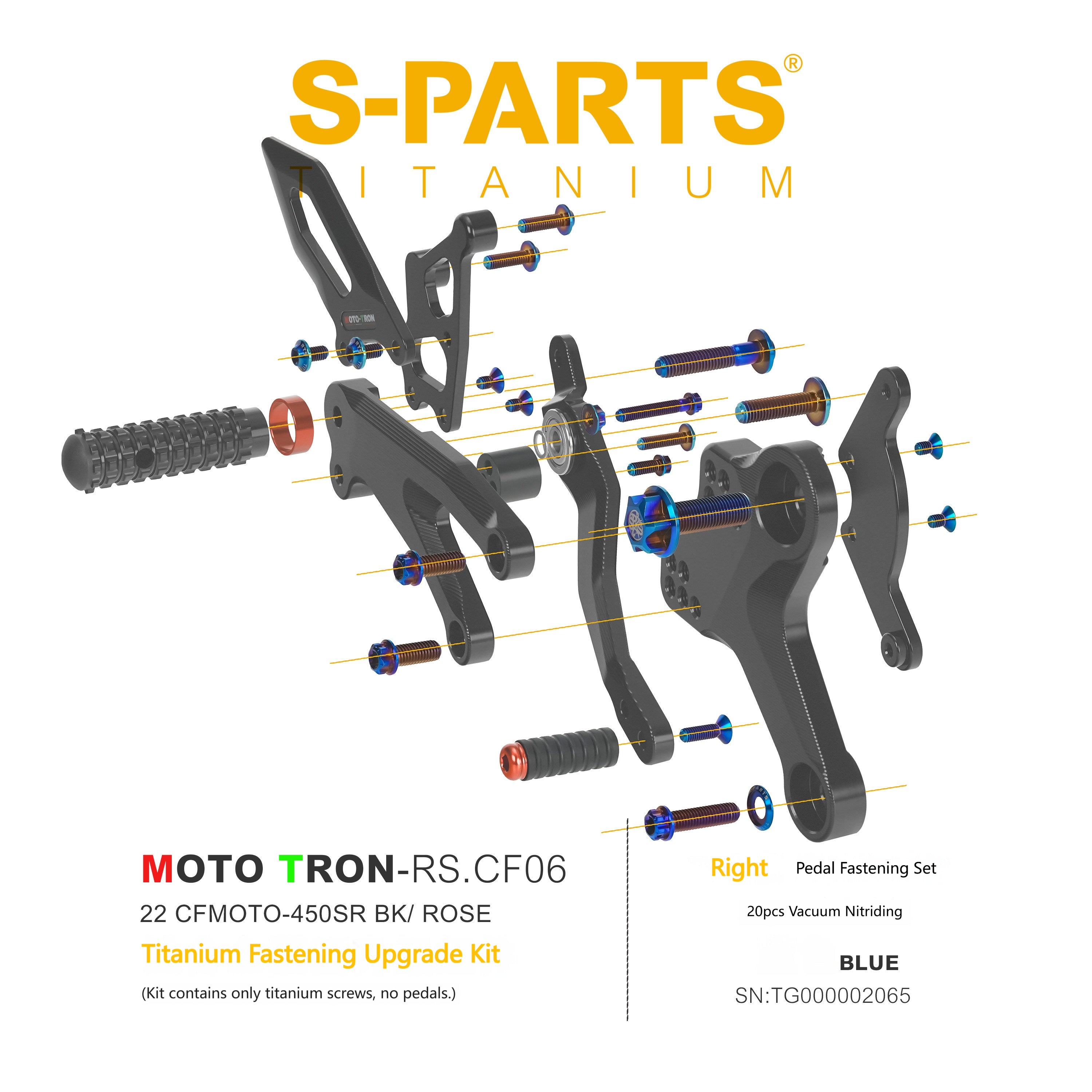 SPARTS Titanium Bolts for CFMOTO 450SR MOTO TRON Raised Footpegs – TC4 Lightweight High-Strength Upgrade