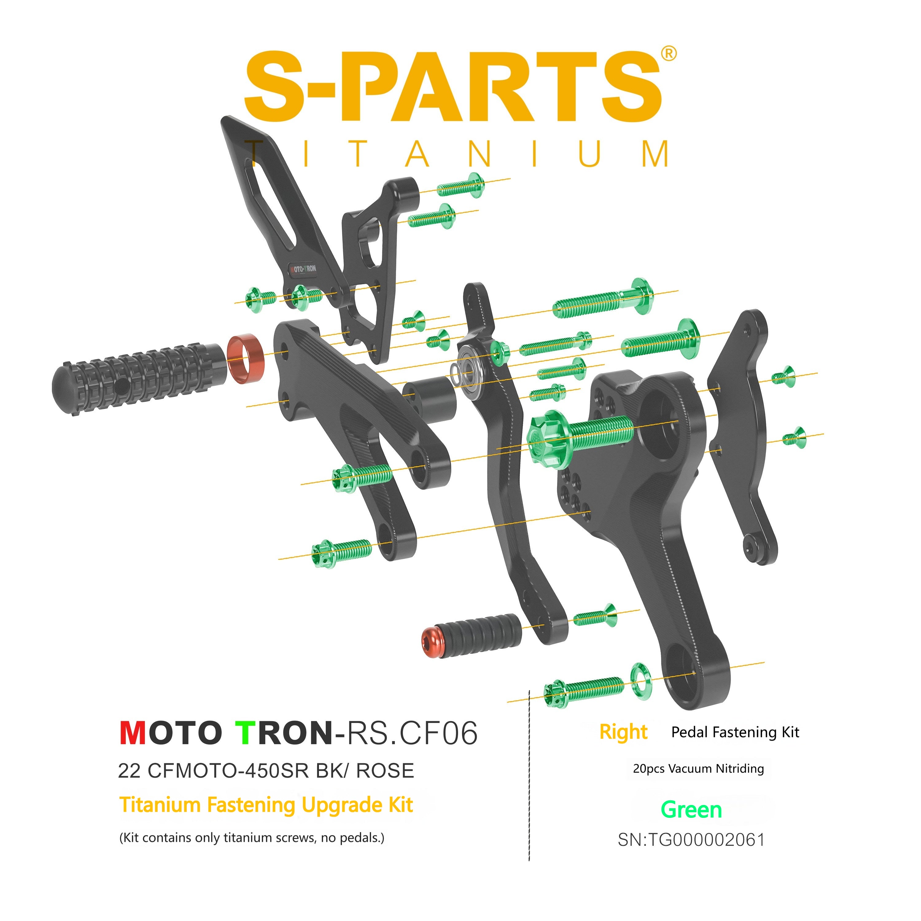 SPARTS Titanium Bolts for CFMOTO 450SR MOTO TRON Raised Footpegs – TC4 Lightweight High-Strength Upgrade