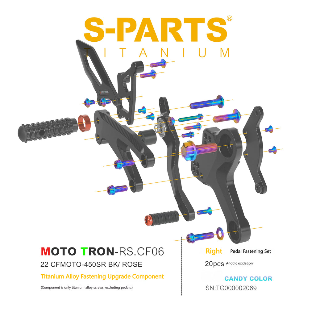 SPARTS Titanium Bolts for CFMOTO 450SR MOTO TRON Raised Footpegs – TC4 Lightweight High-Strength Upgrade