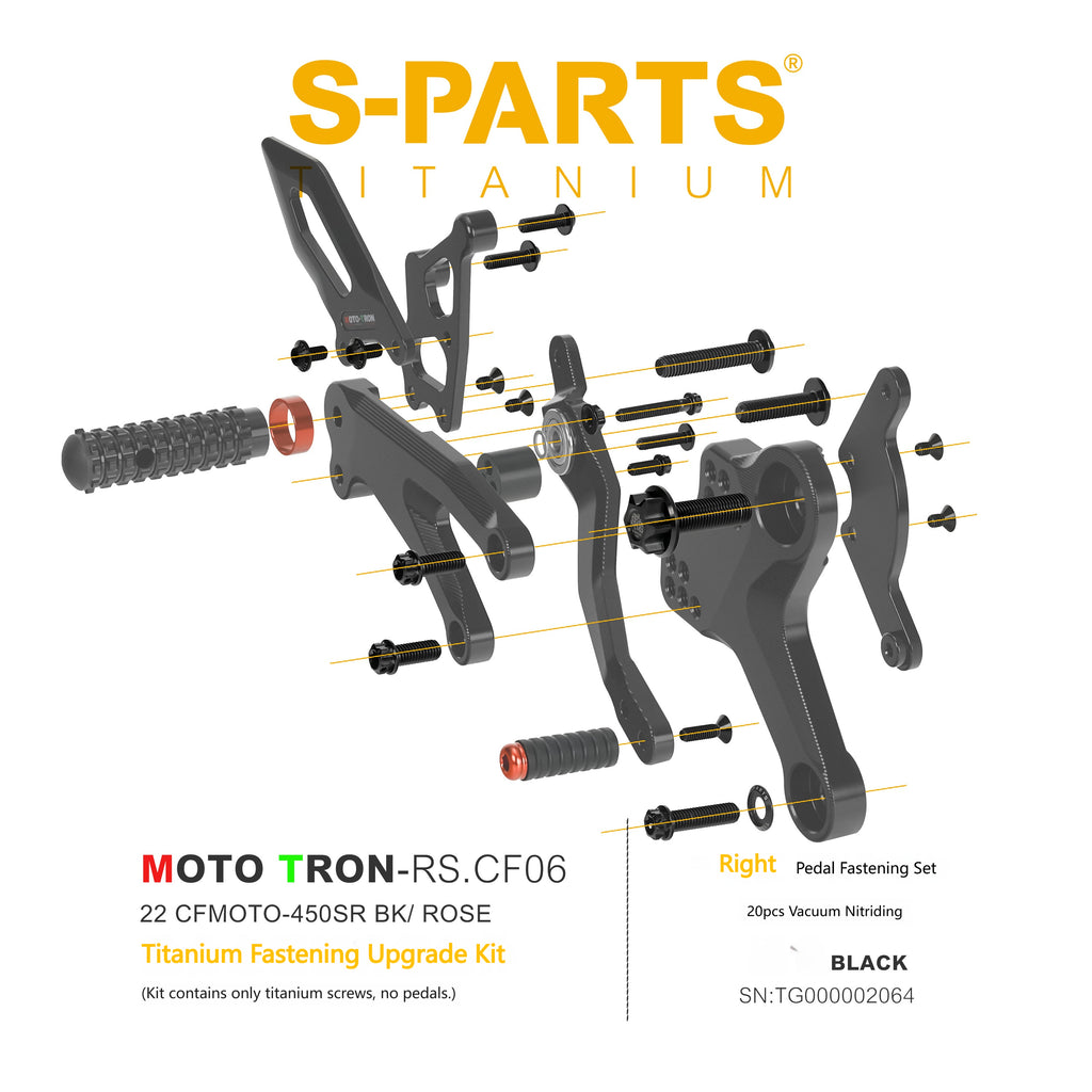 SPARTS Titanium Bolts for CFMOTO 450SR MOTO TRON Raised Footpegs – TC4 Lightweight High-Strength Upgrade