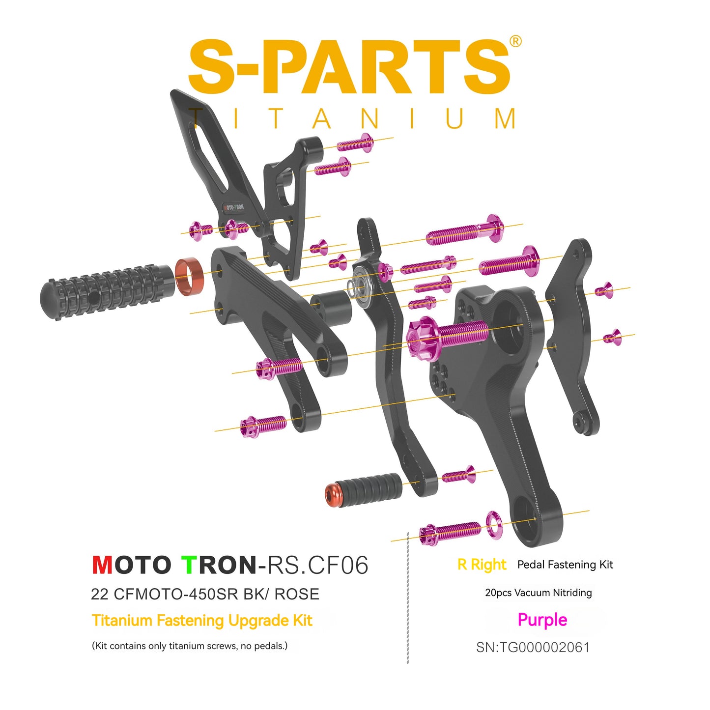 SPARTS TC4 Titanium Bolt Kit for CFMOTO 450SR MOTO TRON Raised Footpegs Upgrade
