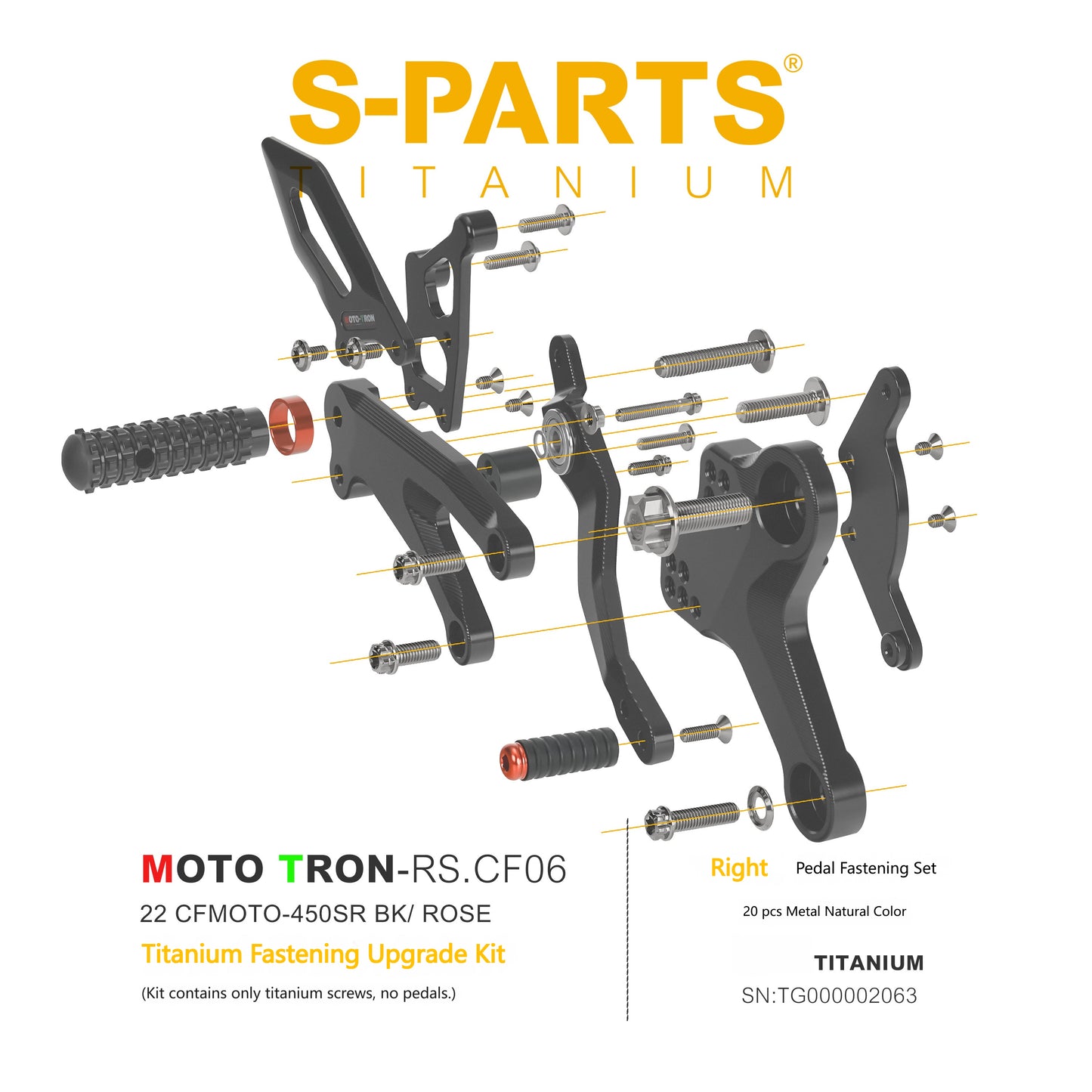 SPARTS TC4 Titanium Bolt Kit for CFMOTO 450SR MOTO TRON Raised Footpegs Upgrade