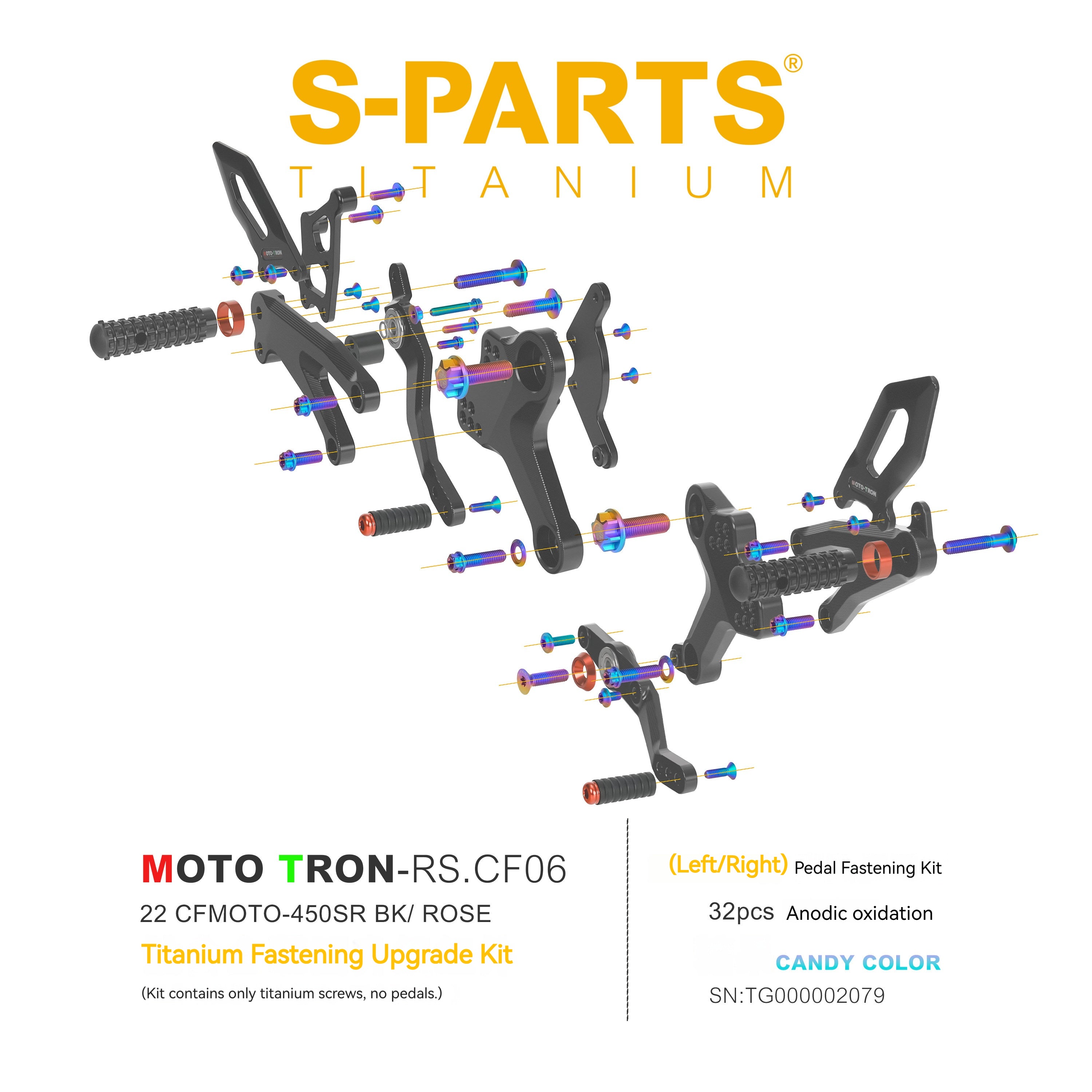 SPARTS Titanium Bolts for CFMOTO 450SR MOTO TRON Raised Footpegs – TC4 Lightweight High-Strength Upgrade