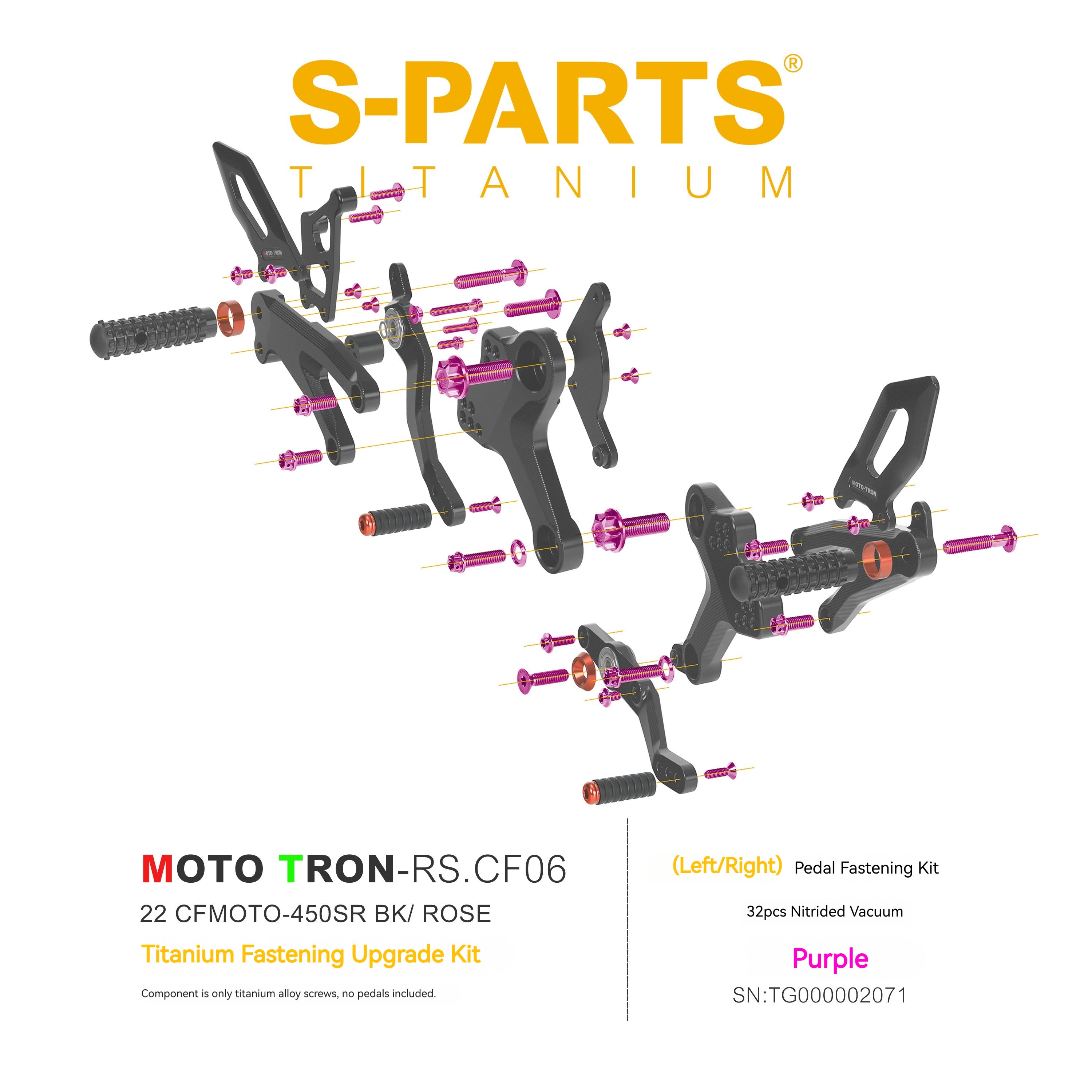 SPARTS Titanium Bolts for CFMOTO 450SR MOTO TRON Raised Footpegs – TC4 Lightweight High-Strength Upgrade