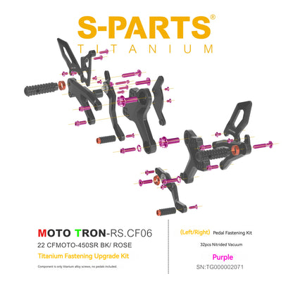 SPARTS TC4 Titanium Bolt Kit for CFMOTO 450SR MOTO TRON Raised Footpegs Upgrade