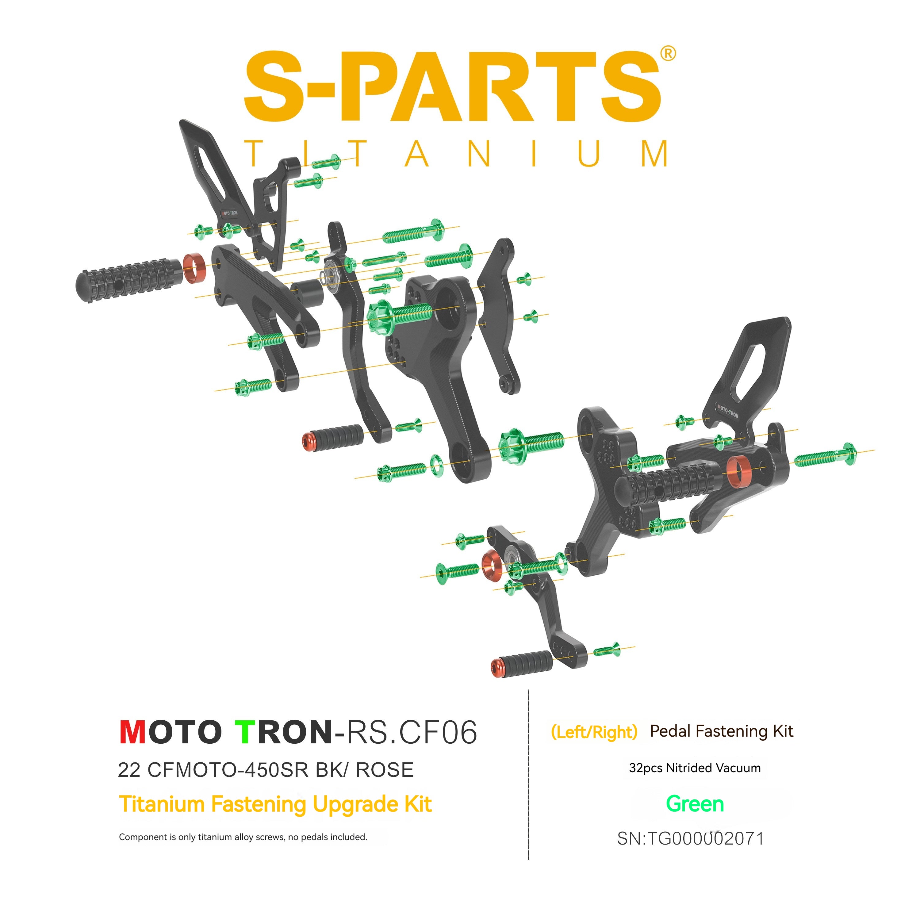 SPARTS Titanium Bolts for CFMOTO 450SR MOTO TRON Raised Footpegs – TC4 Lightweight High-Strength Upgrade