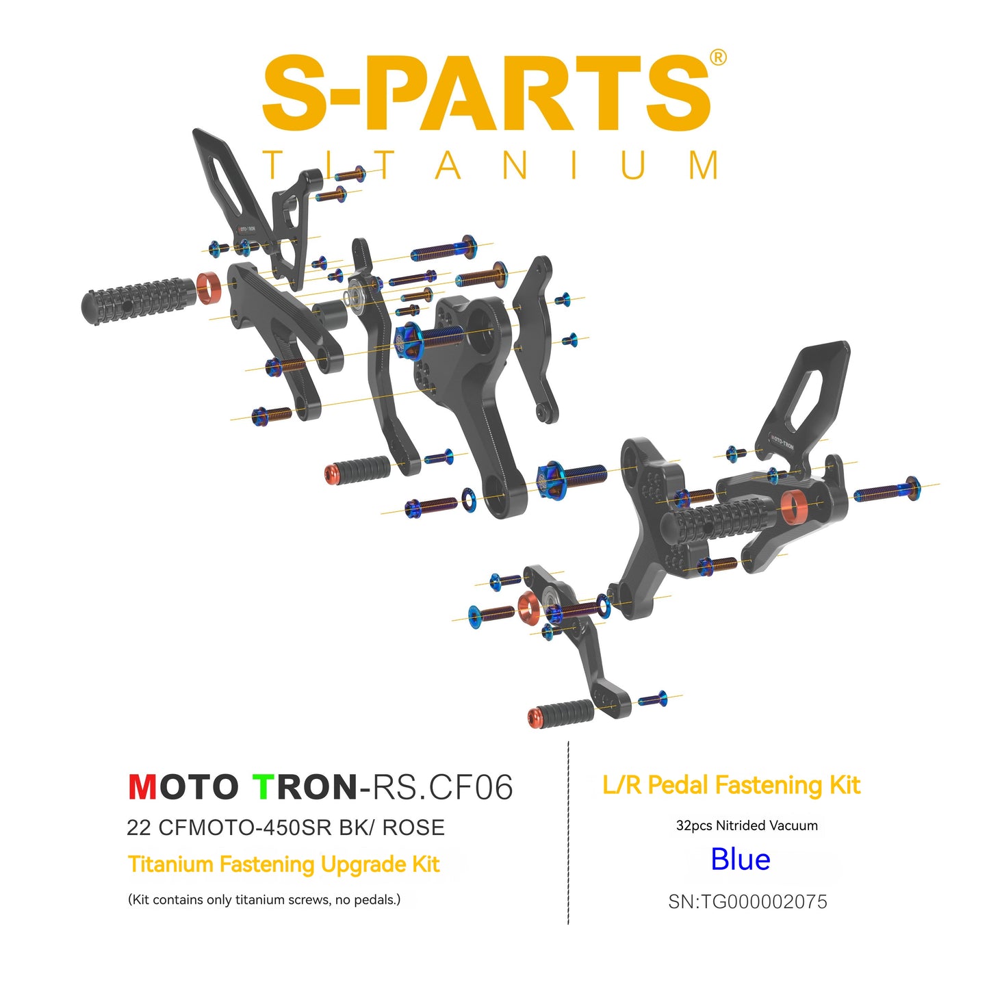 SPARTS TC4 Titanium Bolt Kit for CFMOTO 450SR MOTO TRON Raised Footpegs Upgrade