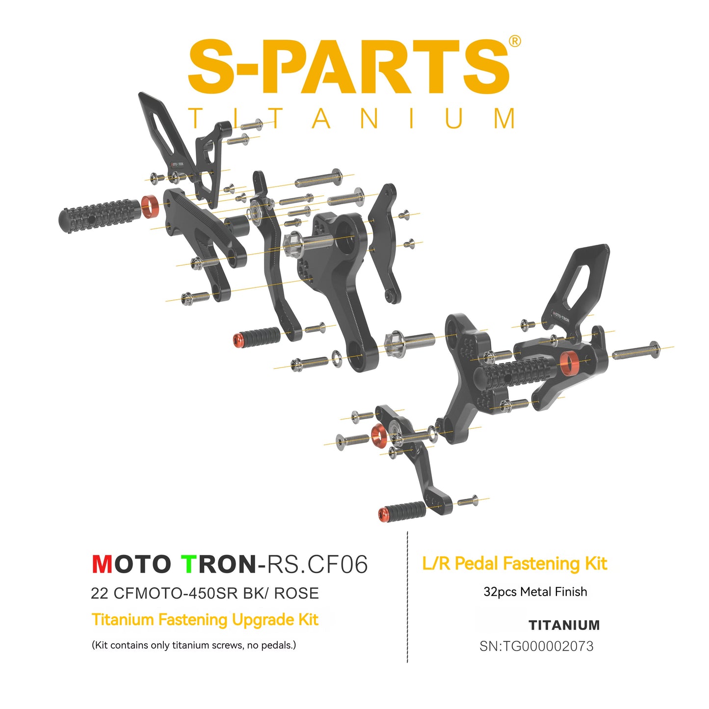 SPARTS TC4 Titanium Bolt Kit for CFMOTO 450SR MOTO TRON Raised Footpegs Upgrade