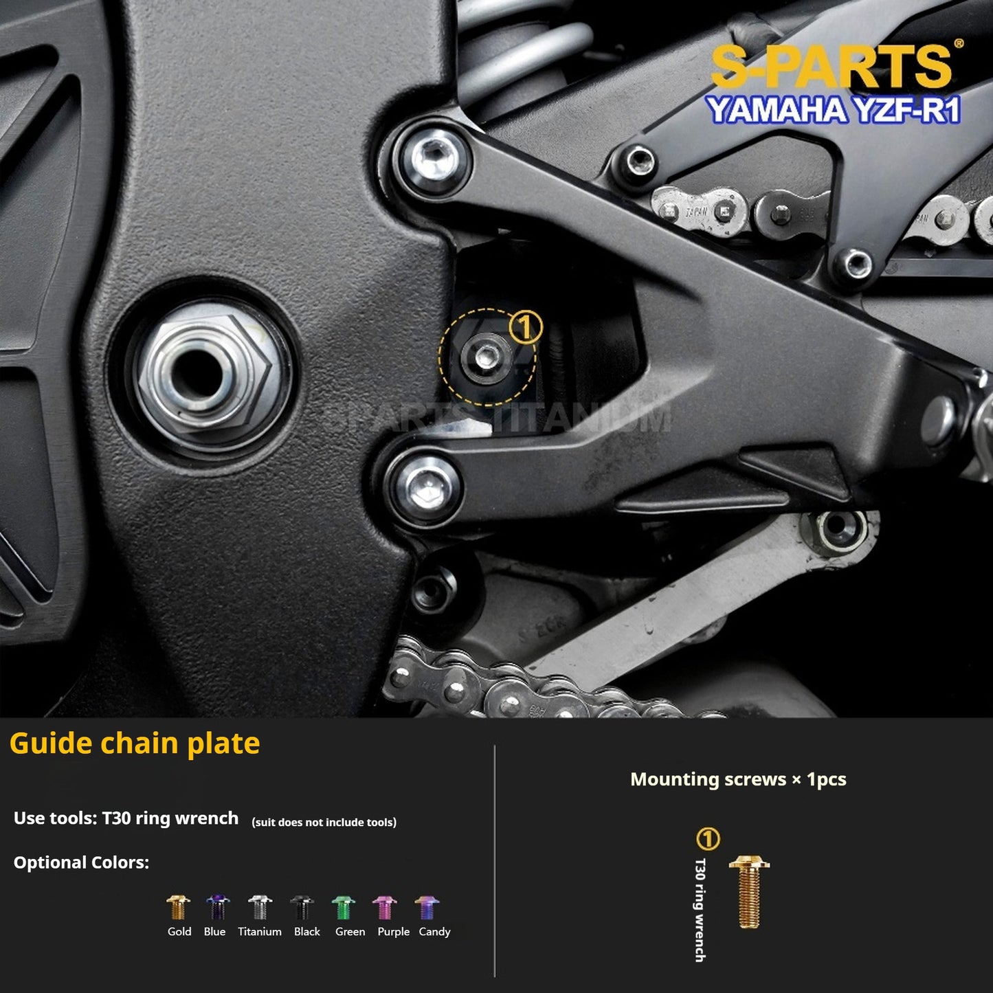 SPARTS Titanium Fasteners for Yamaha YZF-R1 - Rear Wheel, Sprocket Nut & Brake