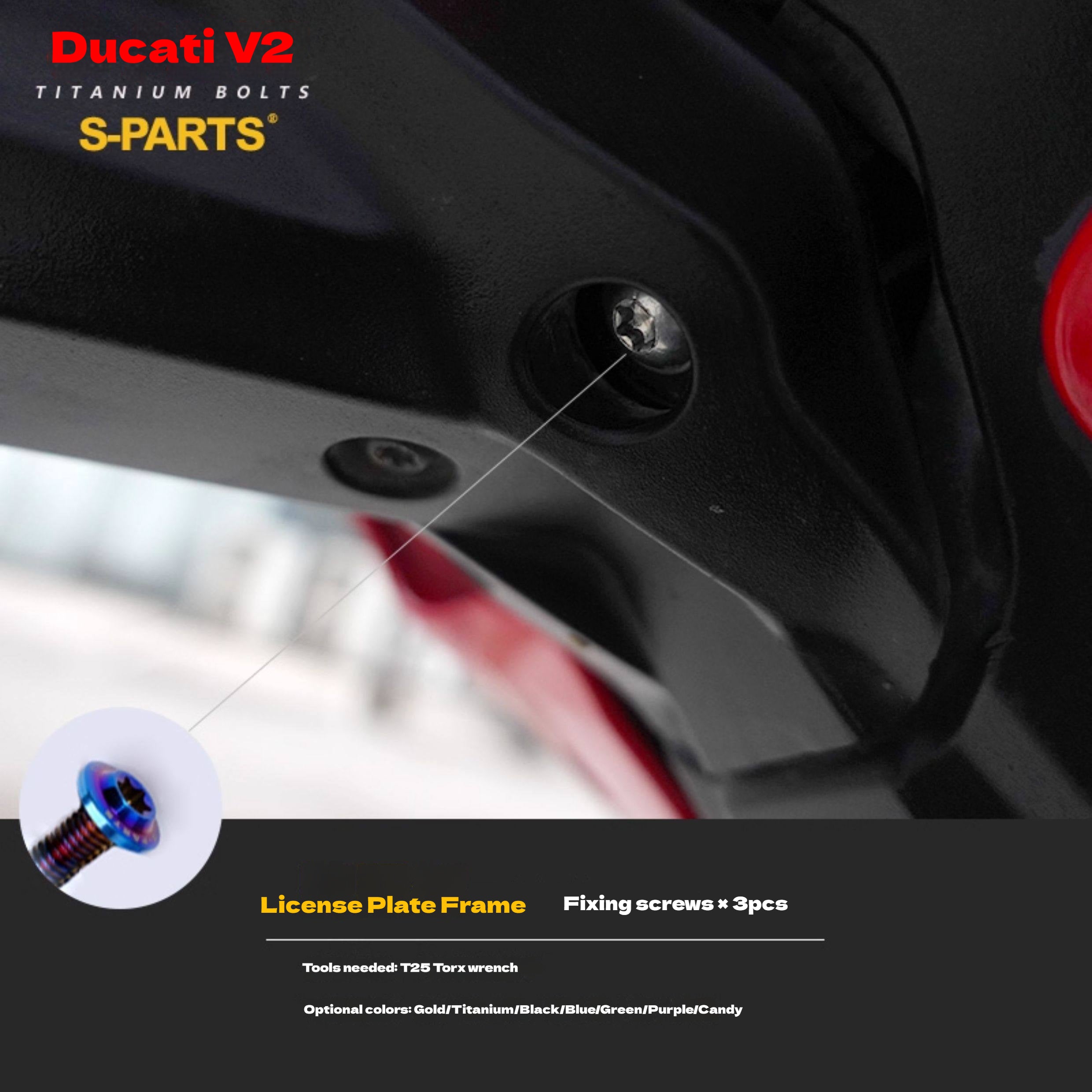 S-PARTS  Compatible with / Suitable for Ducati DUCATI V2 Full Titanium Bolt Kit