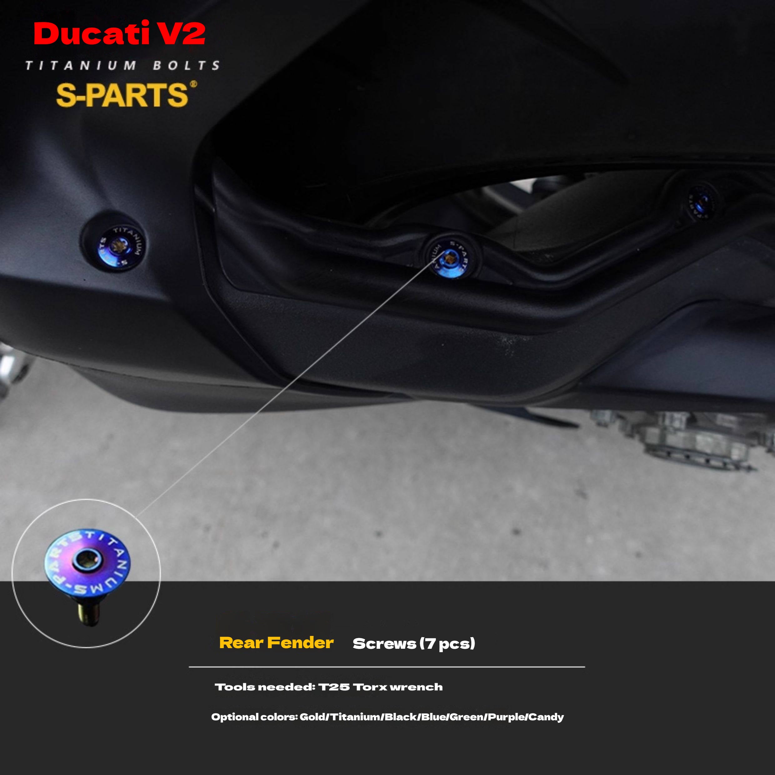 S-PARTS  Compatible with / Suitable for Ducati DUCATI V2 Full Titanium Bolt Kit