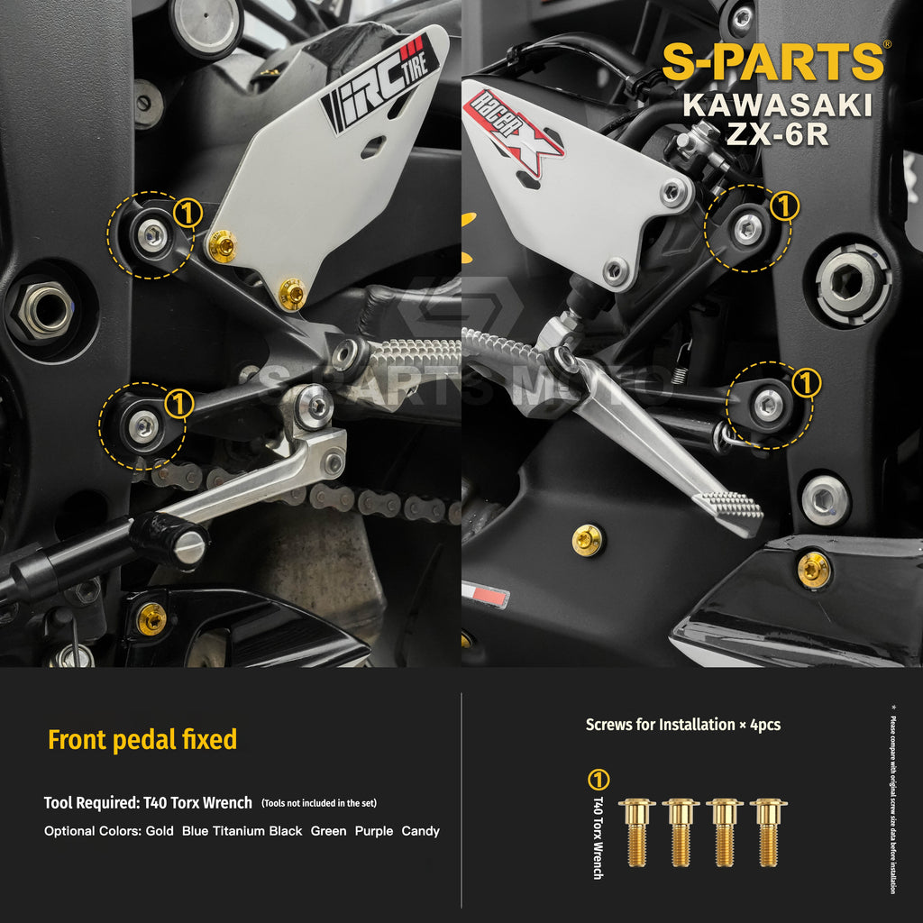 SPARTS Motorcycle Titanium Bolt Upgrade – S-Grade TC4 Bolt Kit for Kawasaki ZX-6R