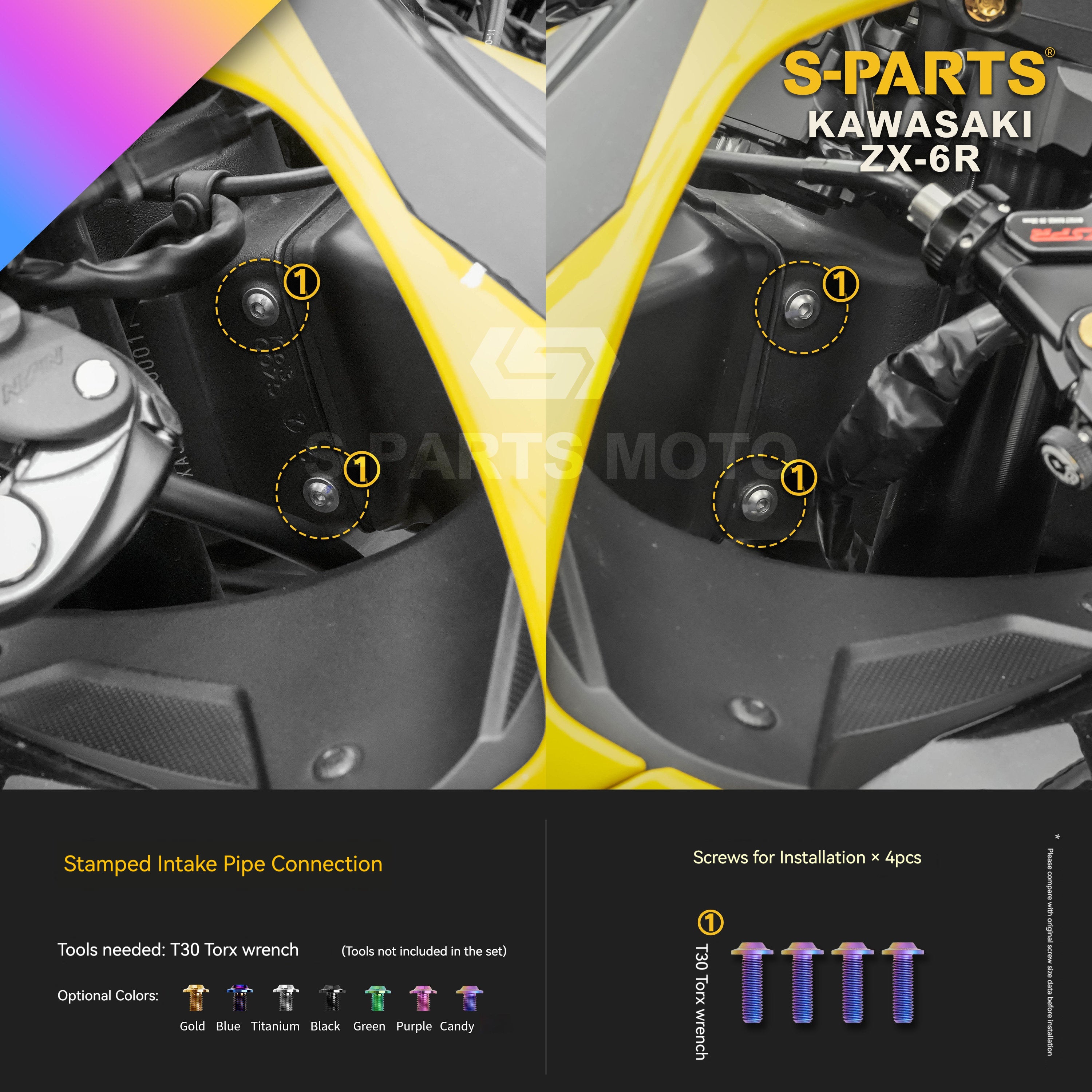 SPARTS Motorcycle Titanium Bolt Upgrade – S-Grade TC4 Bolt Kit for Kawasaki ZX-6R