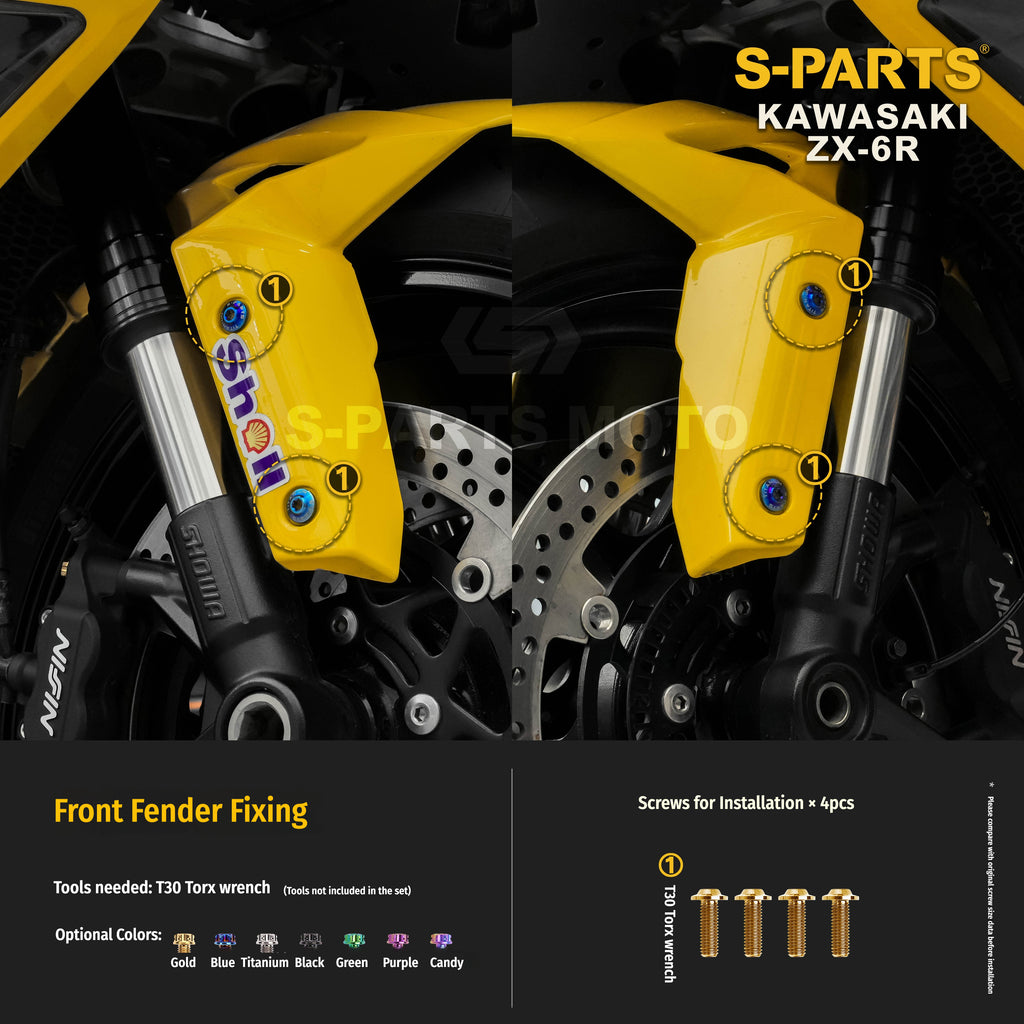 SPARTS Motorcycle Titanium Bolt Upgrade – S-Grade TC4 Bolt Kit for Kawasaki ZX-6R