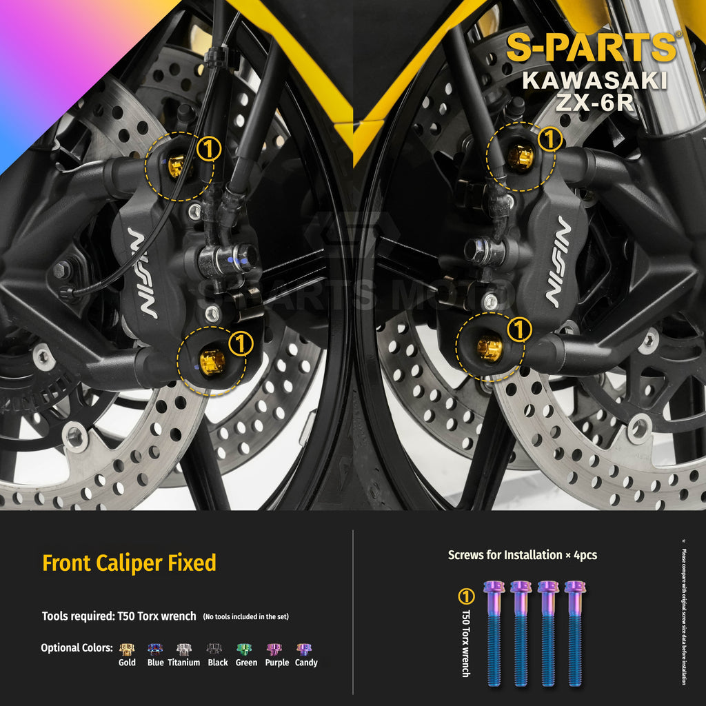 SPARTS Motorcycle Titanium Bolt Upgrade – S-Grade TC4 Bolt Kit for Kawasaki ZX-6R