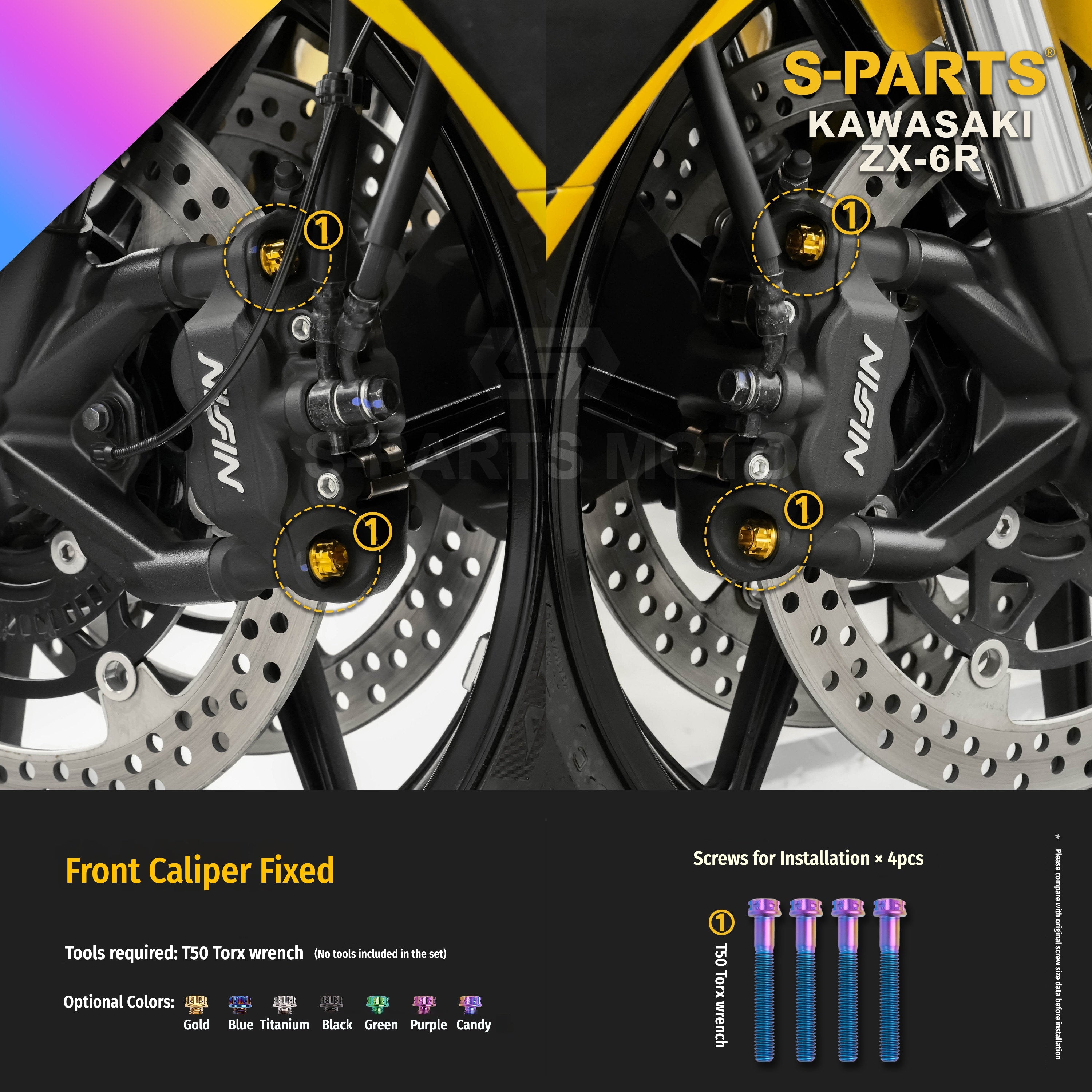 SPARTS Motorcycle Titanium Bolt Upgrade – S-Grade TC4 Bolt Kit for Kawasaki ZX-6R