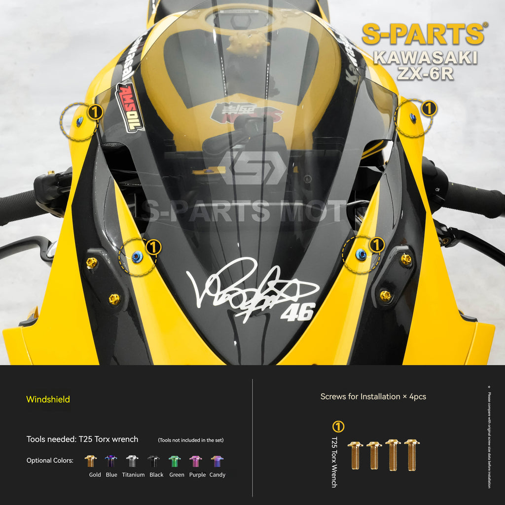 SPARTS Motorcycle Titanium Bolt Upgrade – S-Grade TC4 Bolt Kit for Kawasaki ZX-6R