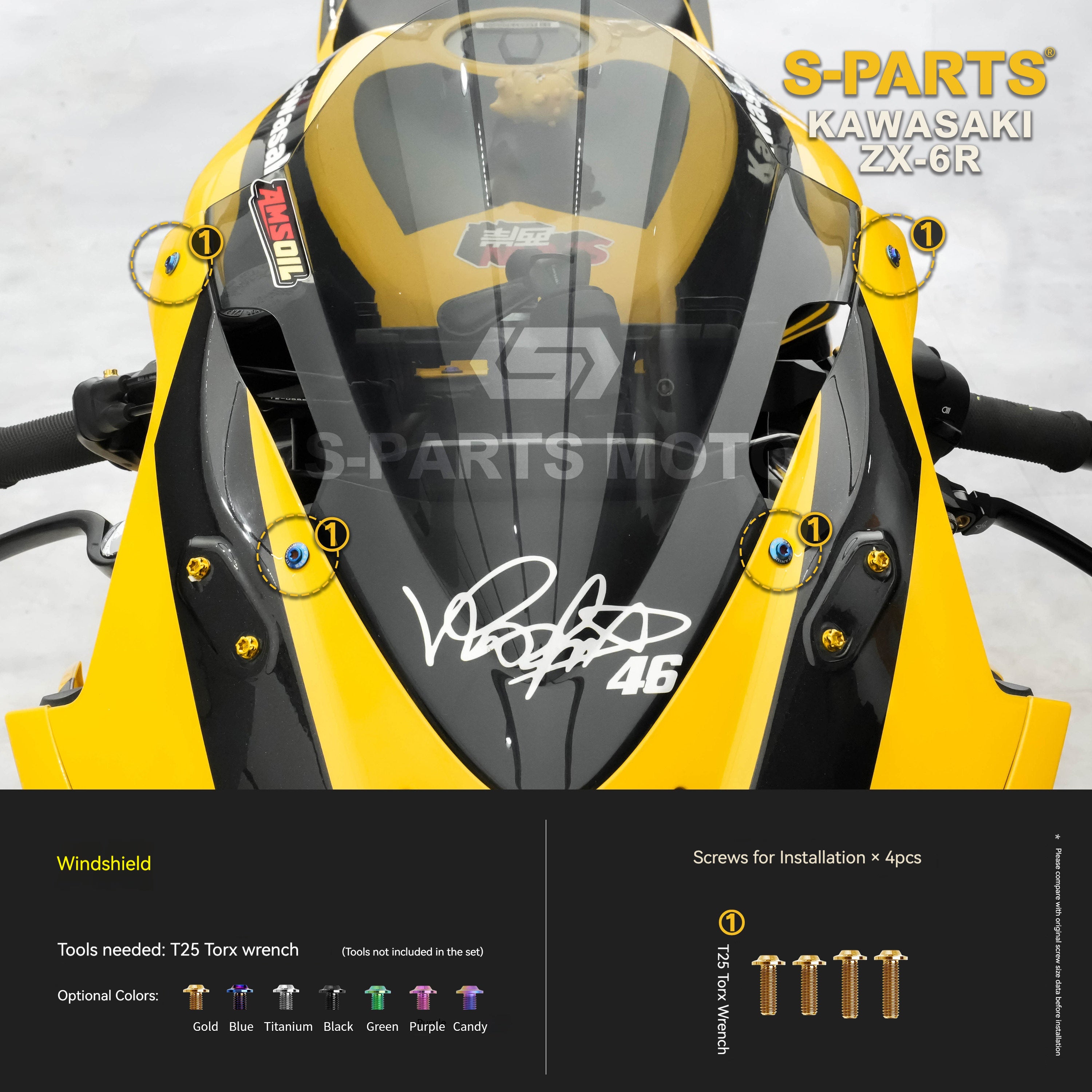 SPARTS Motorcycle Titanium Bolt Upgrade – S-Grade TC4 Bolt Kit for Kawasaki ZX-6R