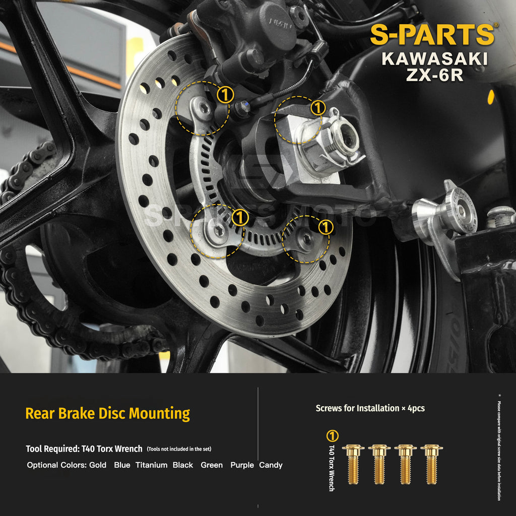 SPARTS Motorcycle Titanium Bolt Upgrade – S-Grade TC4 Bolt Kit for Kawasaki ZX-6R