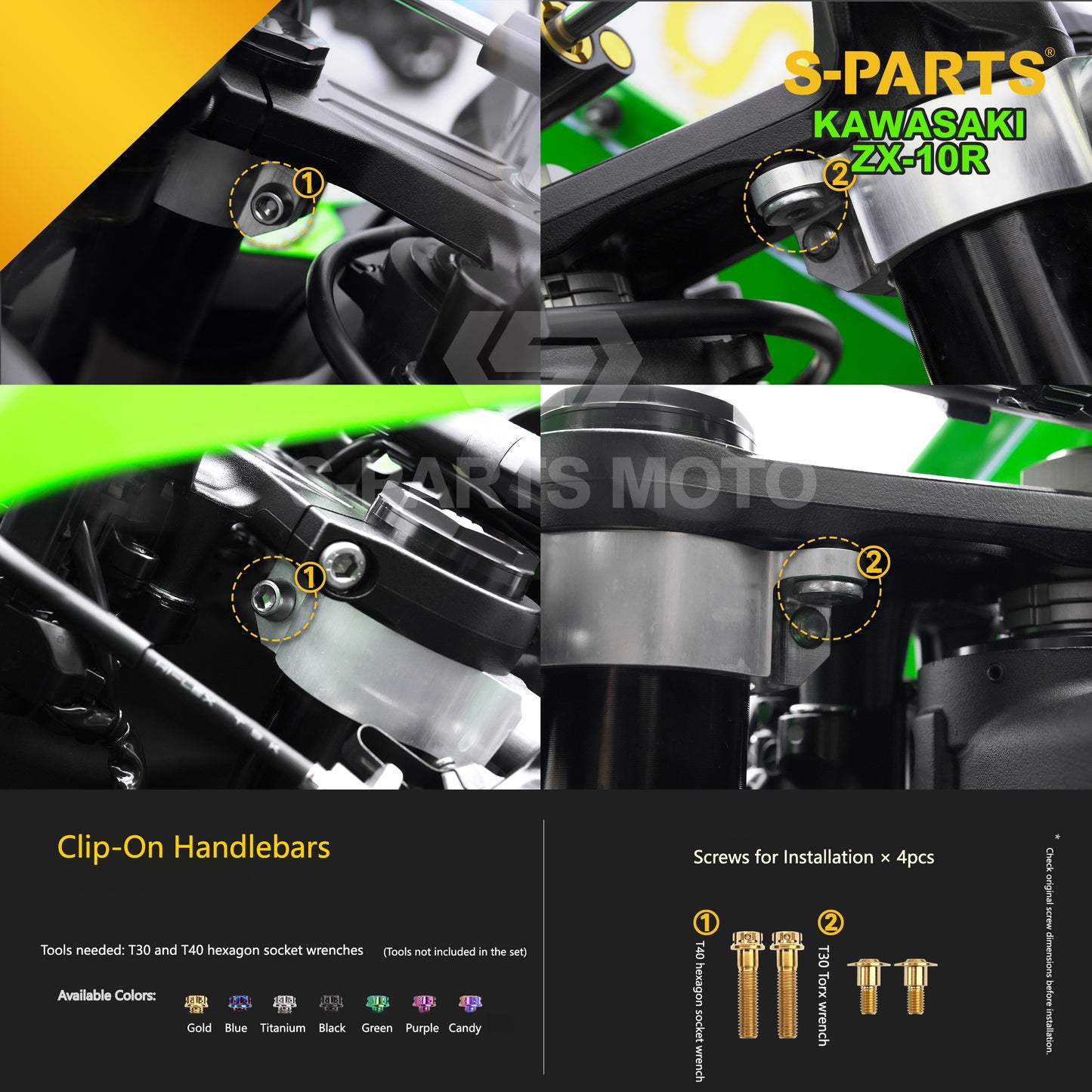 S-PARTS Grade 5 (TC4) Titanium Fasteners Kit for Kawasaki Ninja ZX-10R (2023)