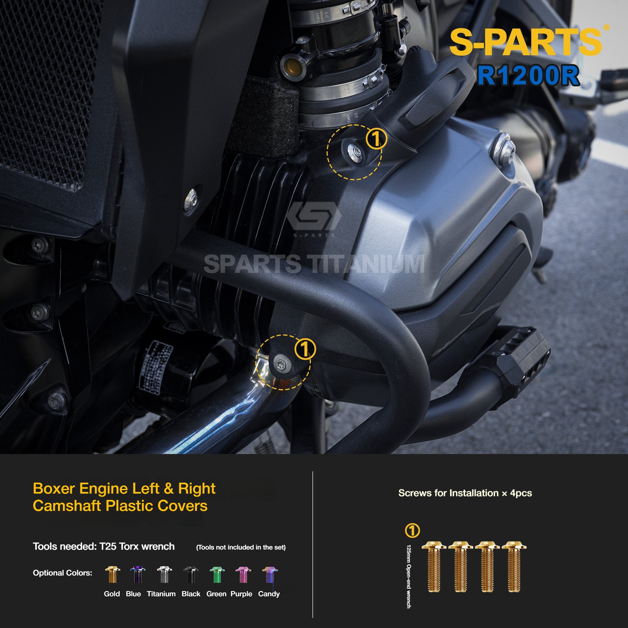 SPARTS Titanium Bolt Kit for BMW R1200R – Motorcycle Fastener Upgrade
