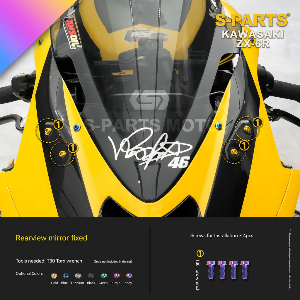 SPARTS Motorcycle Titanium Bolt Upgrade – S-Grade TC4 Bolt Kit for Kawasaki ZX-6R