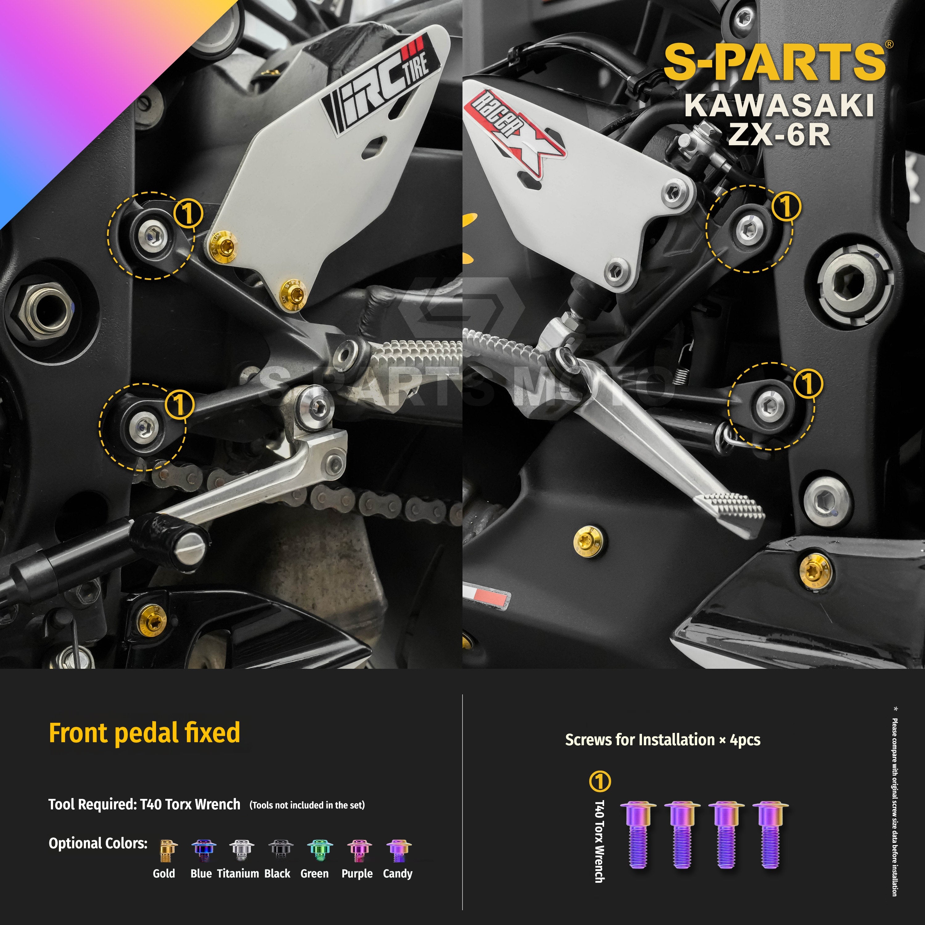 SPARTS Motorcycle Titanium Bolt Upgrade – S-Grade TC4 Bolt Kit for Kawasaki ZX-6R