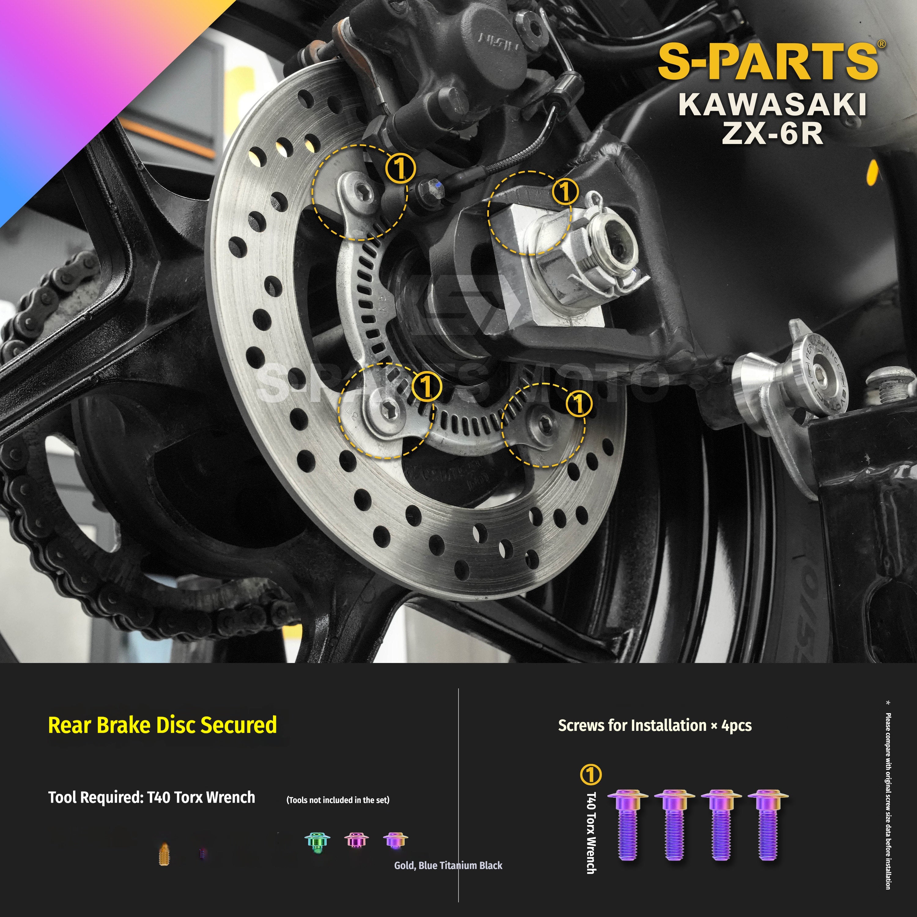 SPARTS Motorcycle Titanium Bolt Upgrade – S-Grade TC4 Bolt Kit for Kawasaki ZX-6R