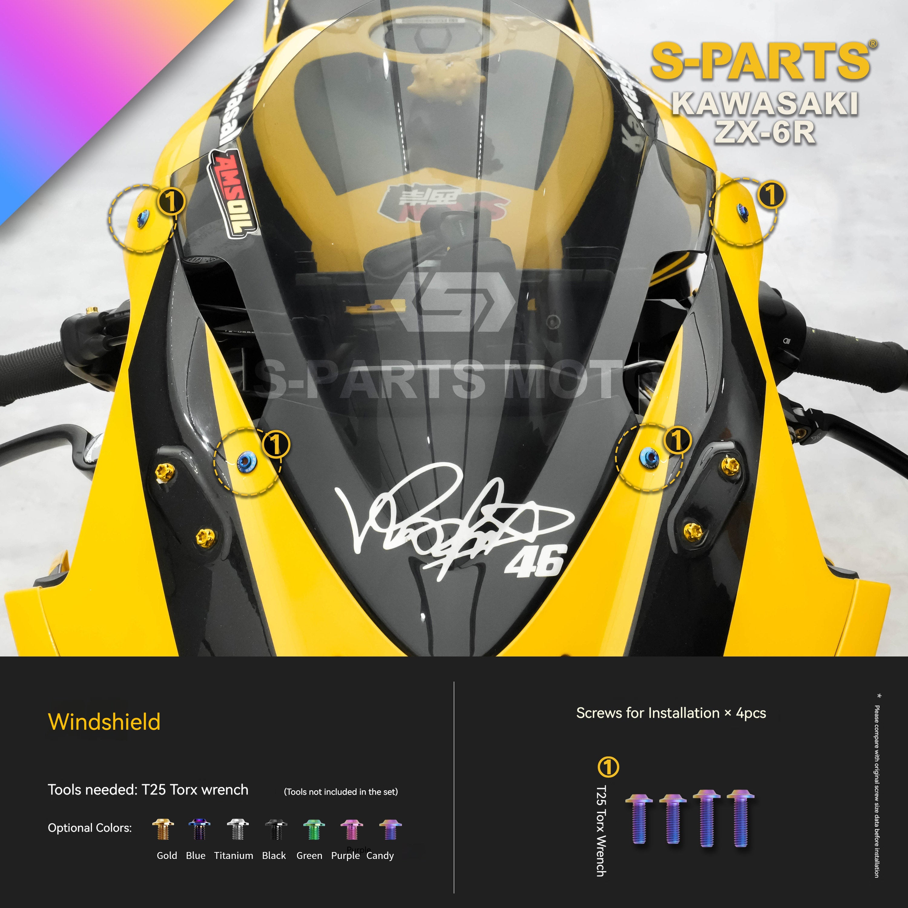 SPARTS Motorcycle Titanium Bolt Upgrade – S-Grade TC4 Bolt Kit for Kawasaki ZX-6R