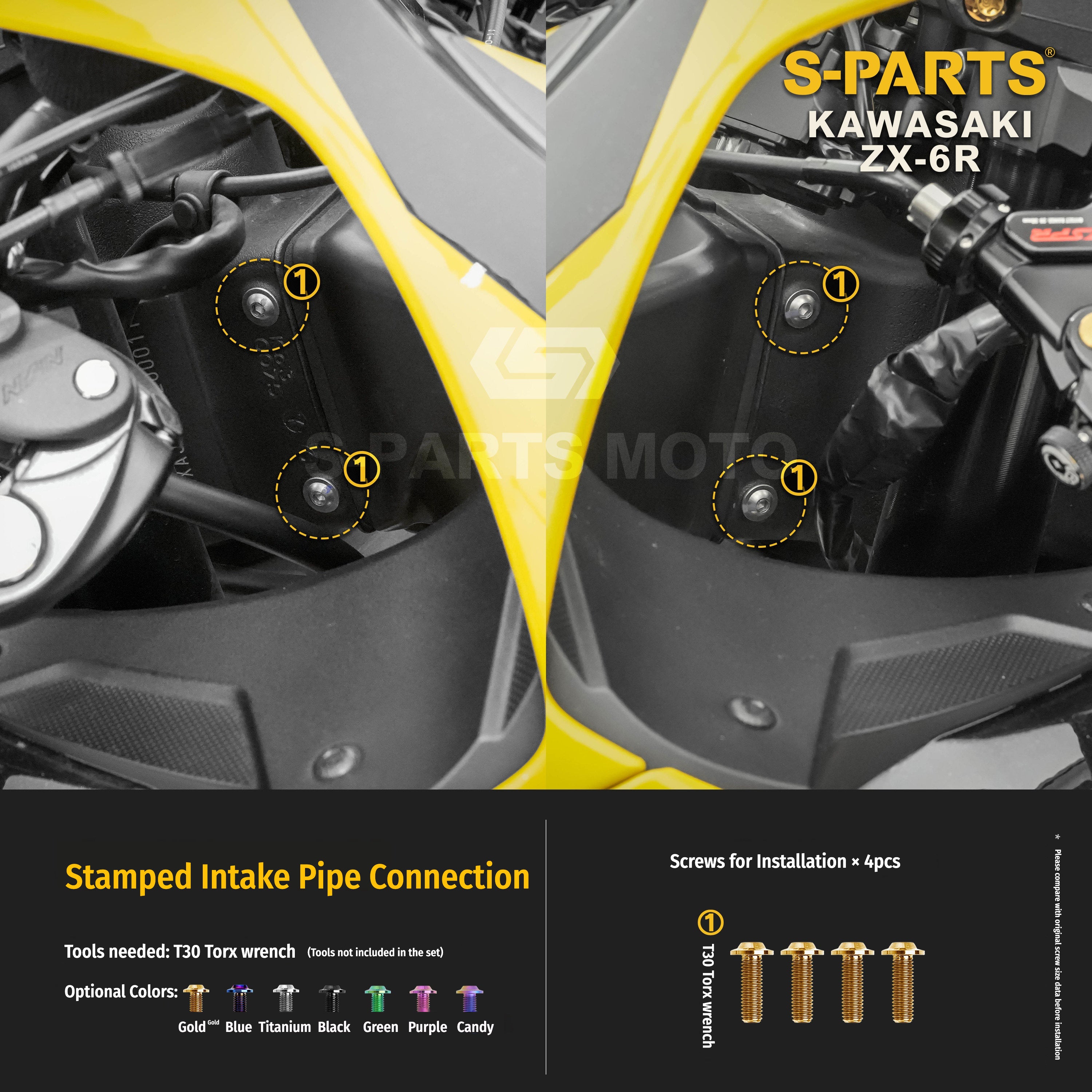 SPARTS Motorcycle Titanium Bolt Upgrade – S-Grade TC4 Bolt Kit for Kawasaki ZX-6R