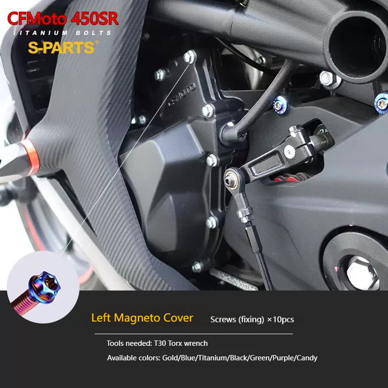 SPARTS Titanium Bolt Kit for CFMOTO 450SR – TC4 Lightweight High-Strength Motorcycle Upgrade