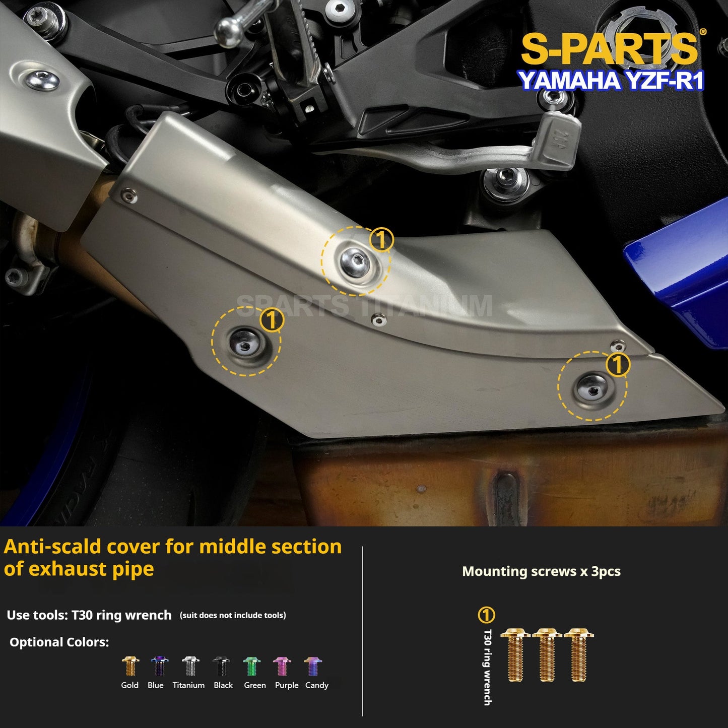 SPARTS Titanium Fasteners  for Yamaha YZF-R1 - Engine Covers, GBR Covers & Exhaust