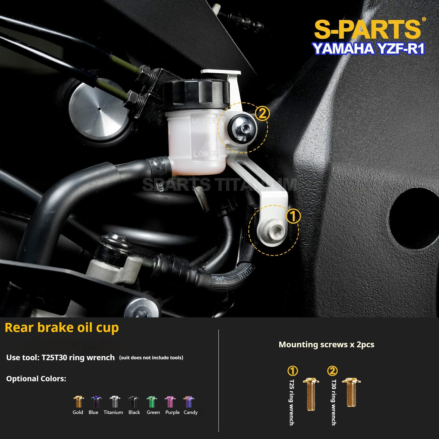 SPARTS Titanium Fasteners for Yamaha YZF-R1 - Rear Wheel, Sprocket Nut & Brake