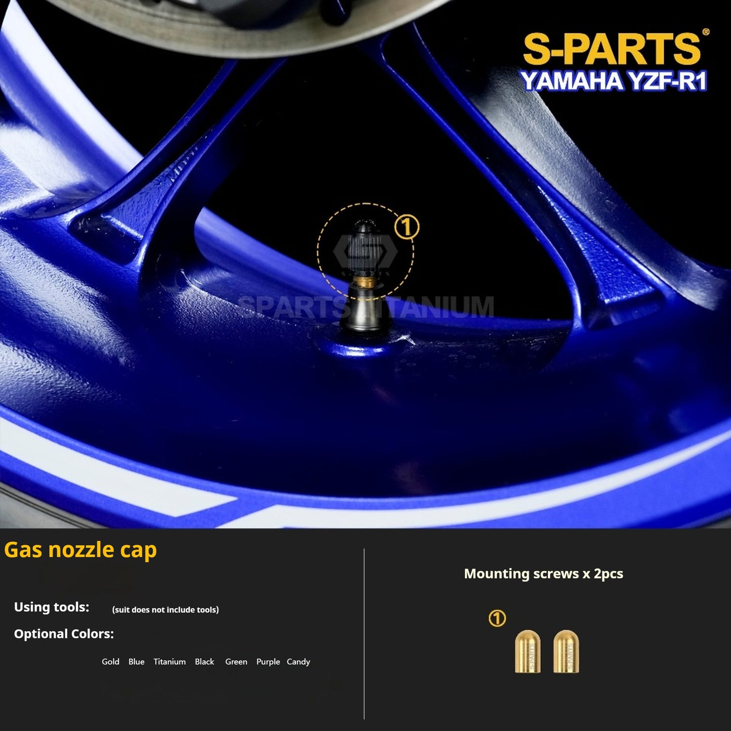 SPARTS Titanium Fasteners for Yamaha YZF-R1 - Rear Wheel, Sprocket Nut & Brake