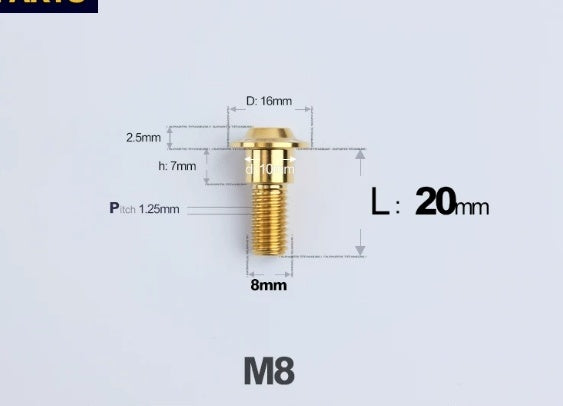 SPARTS M8 Stepped Button Head TC4 Titanium Brake Disc Rotor Bolt