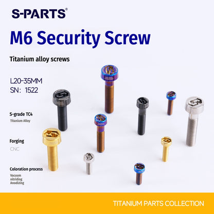 SPARTS M6 × L20-35 Titanium Anti-Theft Caliper Set Screws for Motorcycle 2-Piston Brake Calipers