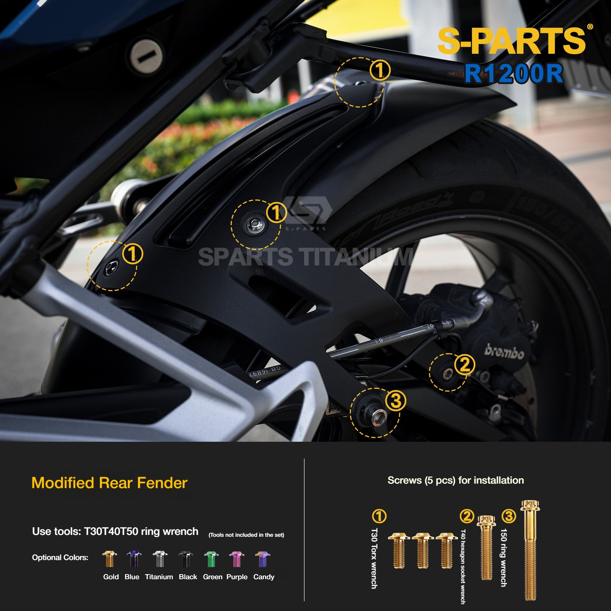 SPARTS Titanium Bolt Kit for BMW R1200R – Motorcycle Fastener Upgrade