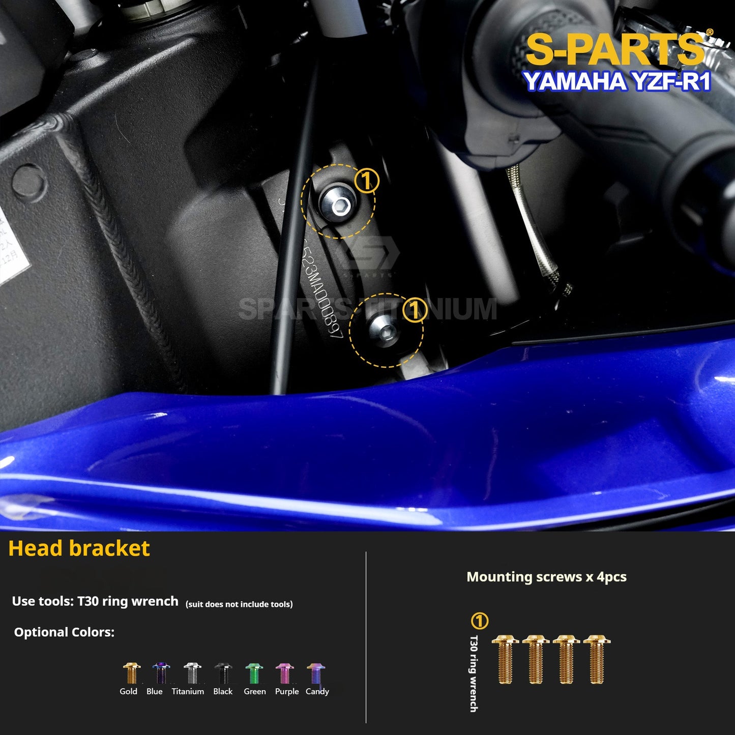 SPARTS Titanium Bolt Kit for Yamaha YZF-R1 - Handlebar, Cockpit & Dash Fasteners