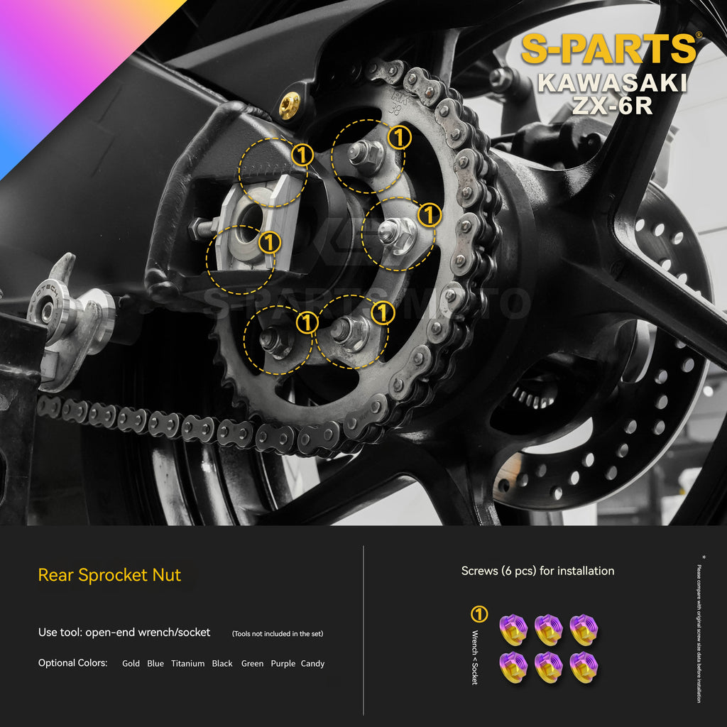 SPARTS Motorcycle Titanium Bolt Upgrade – S-Grade TC4 Bolt Kit for Kawasaki ZX-6R