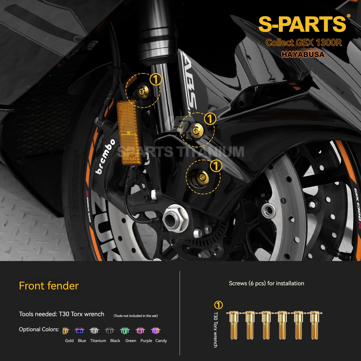 SPARTS Motorcycle Titanium Bolt Upgrade Kit for Suzuki GSX1300R Hayabusa