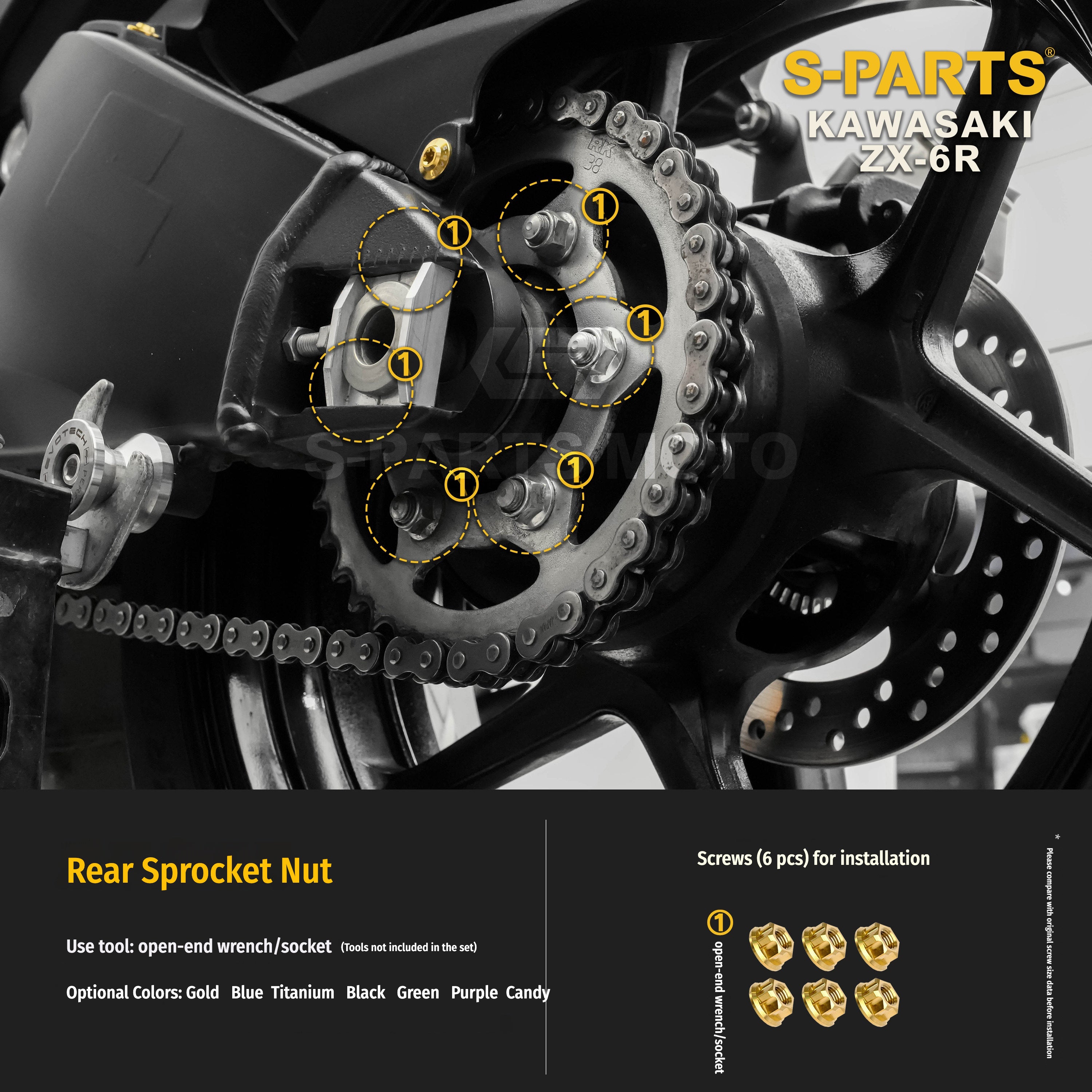 SPARTS Motorcycle Titanium Bolt Upgrade – S-Grade TC4 Bolt Kit for Kawasaki ZX-6R