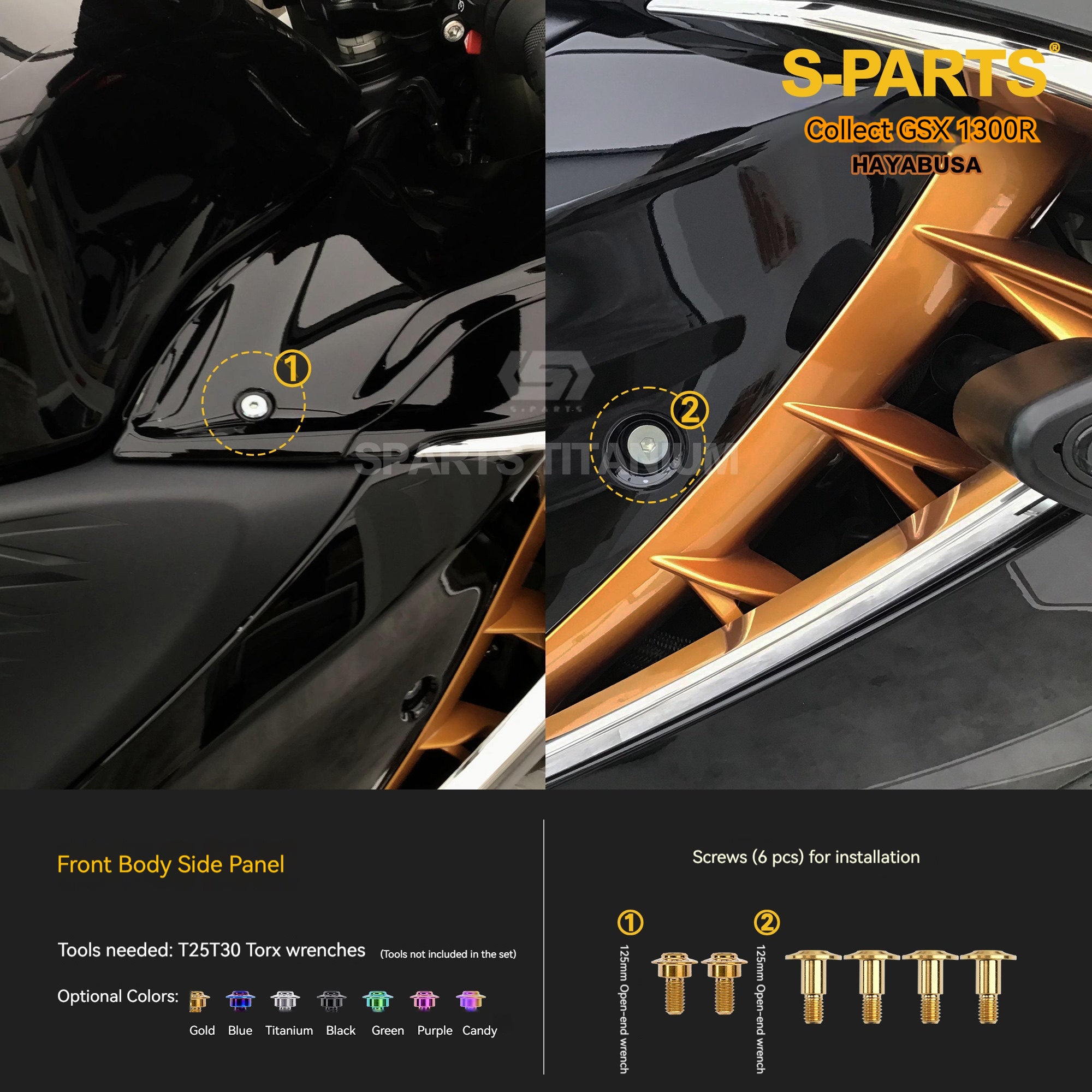 SPARTS Motorcycle Titanium Bolt Upgrade Kit for Suzuki GSX1300R Hayabusa