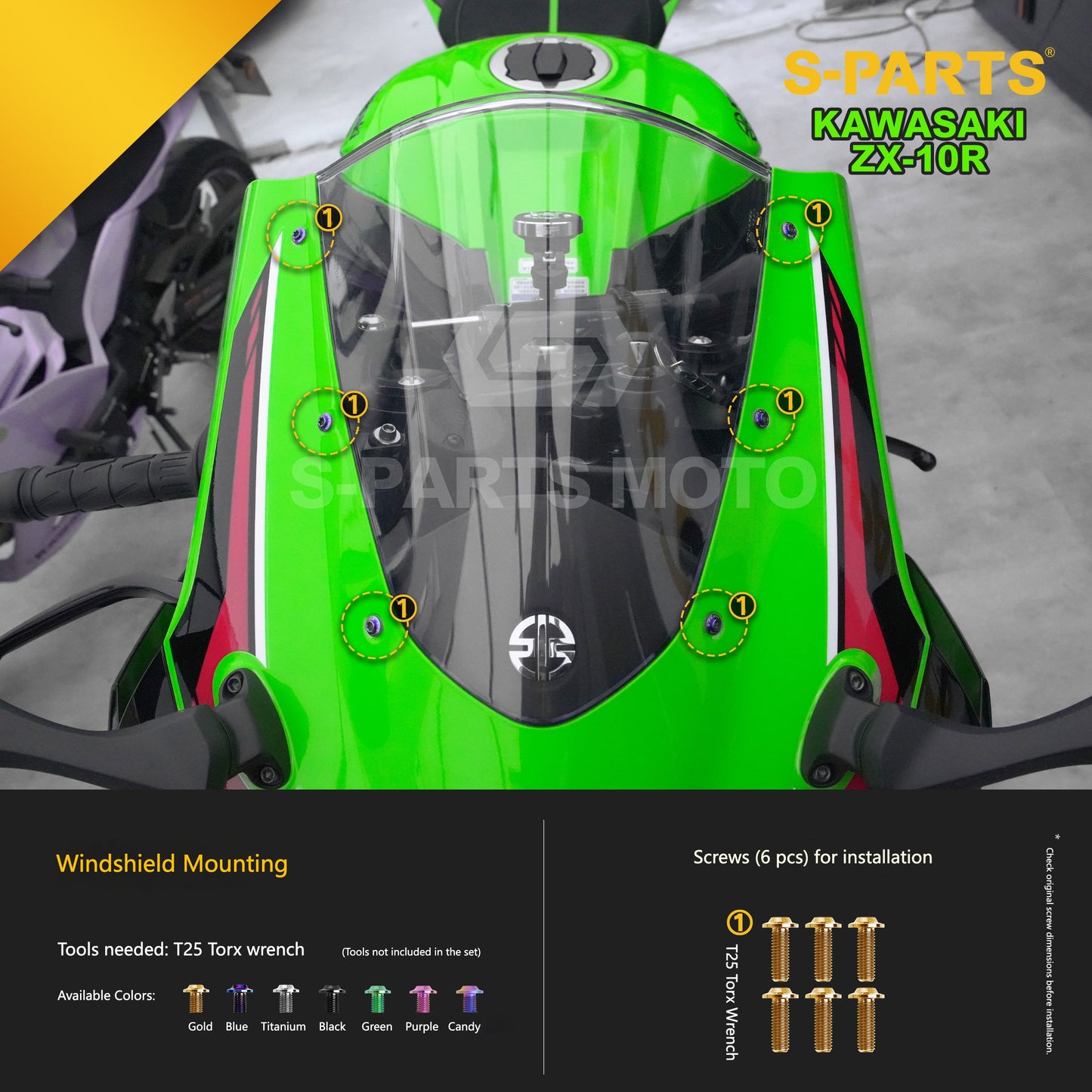 S-PARTS Grade 5 (TC4) Titanium Fasteners Kit for Kawasaki Ninja ZX-10R (2023)