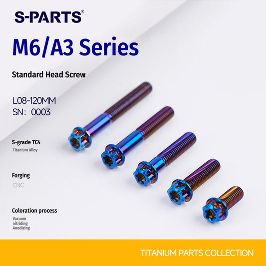 S-PARTS STAN M6 A3 Series TC4 Titanium Bolts – Standard Head Fasteners for Motorcycle & E-Motorcycle Upgrades