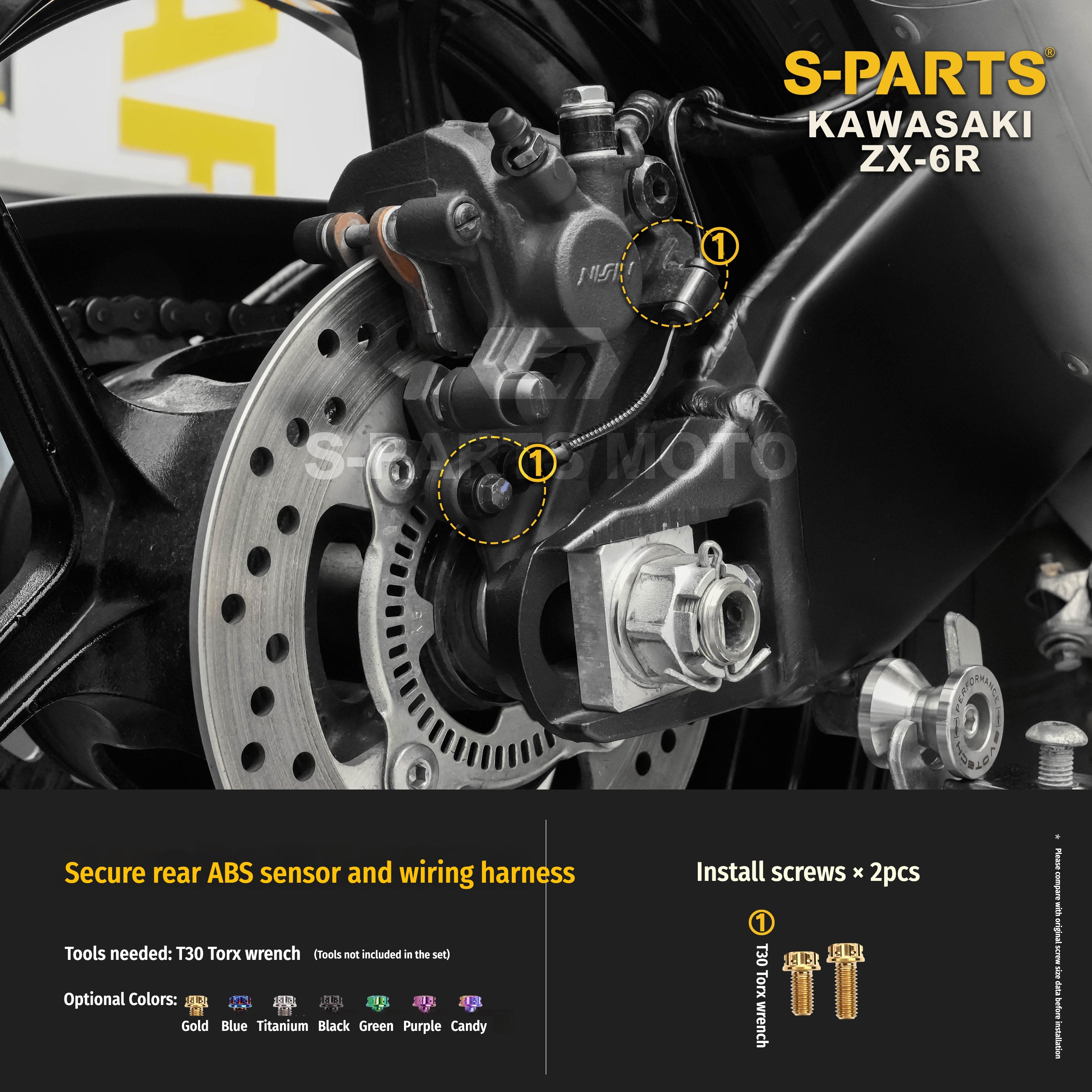 SPARTS Motorcycle Titanium Bolt Upgrade – S-Grade TC4 Bolt Kit for Kawasaki ZX-6R