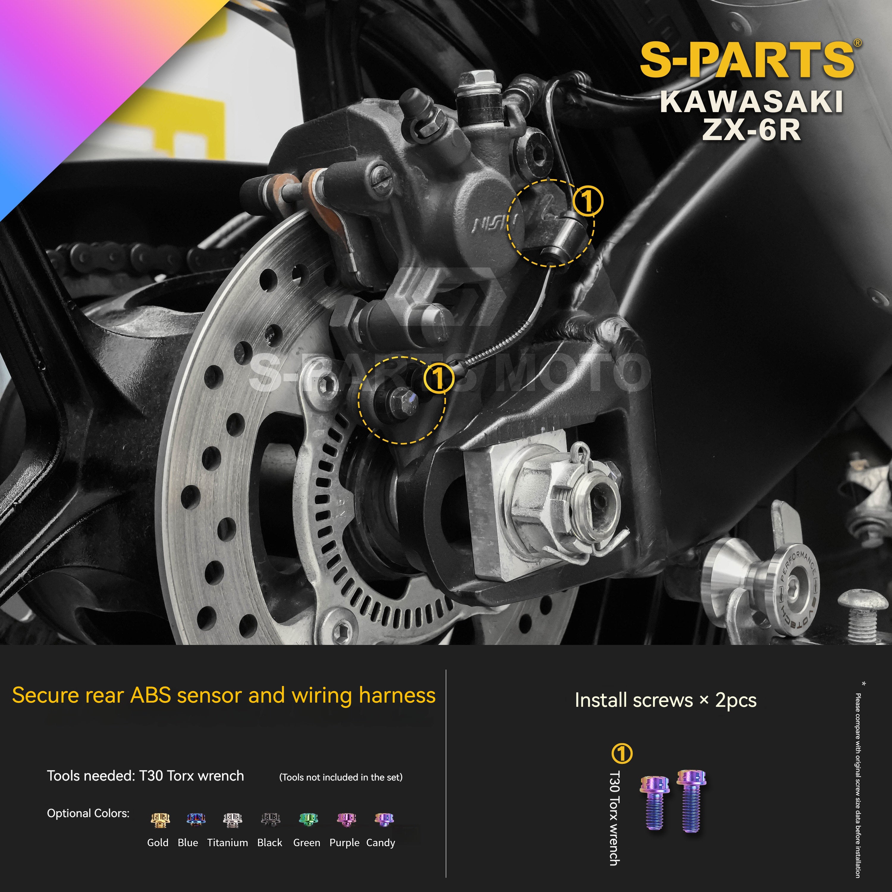 SPARTS Motorcycle Titanium Bolt Upgrade – S-Grade TC4 Bolt Kit for Kawasaki ZX-6R