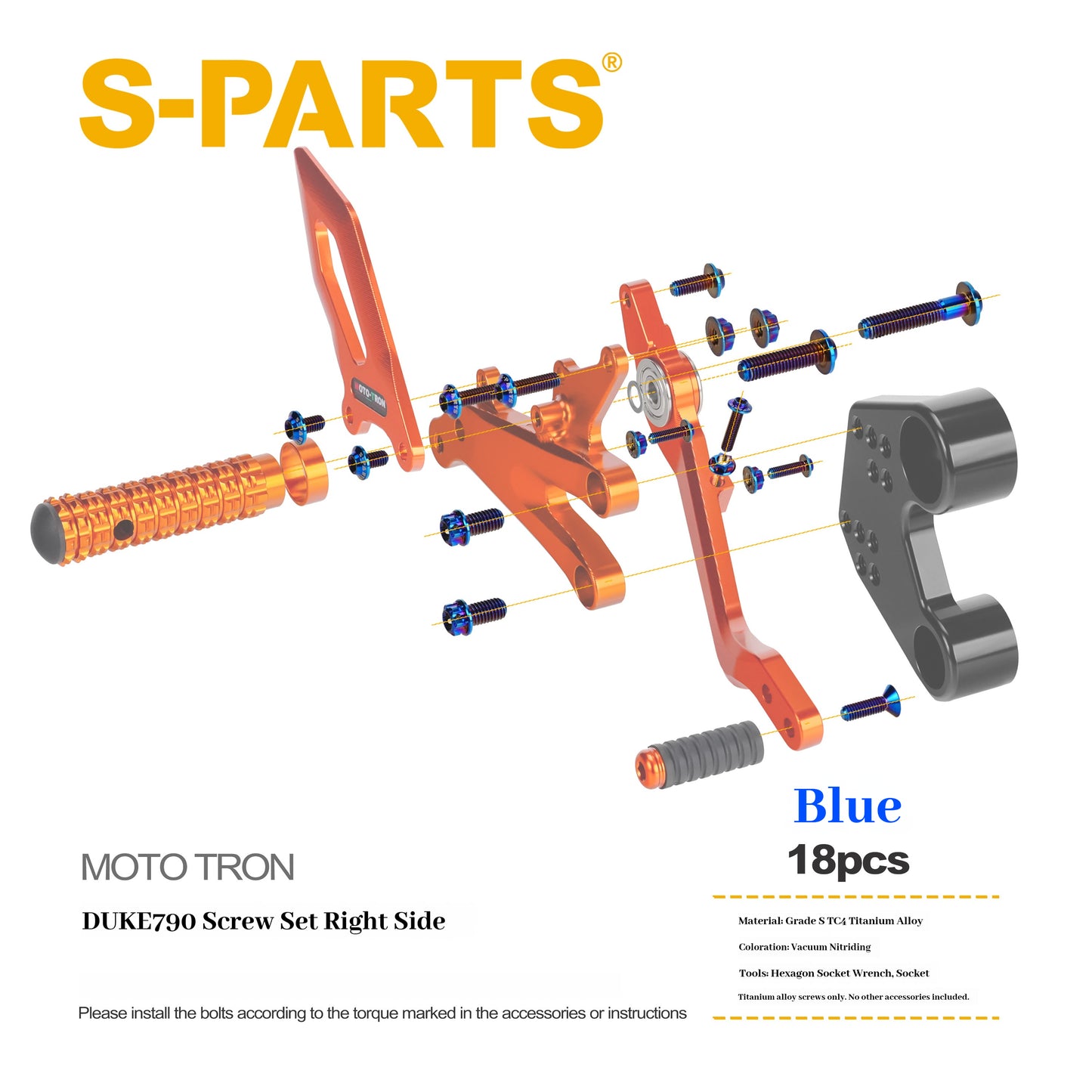 SPARTS TC4 Titanium Bolts for MOTO TRON Footpeg Riser | KTM Duke 790 Motorcycle Upgrade