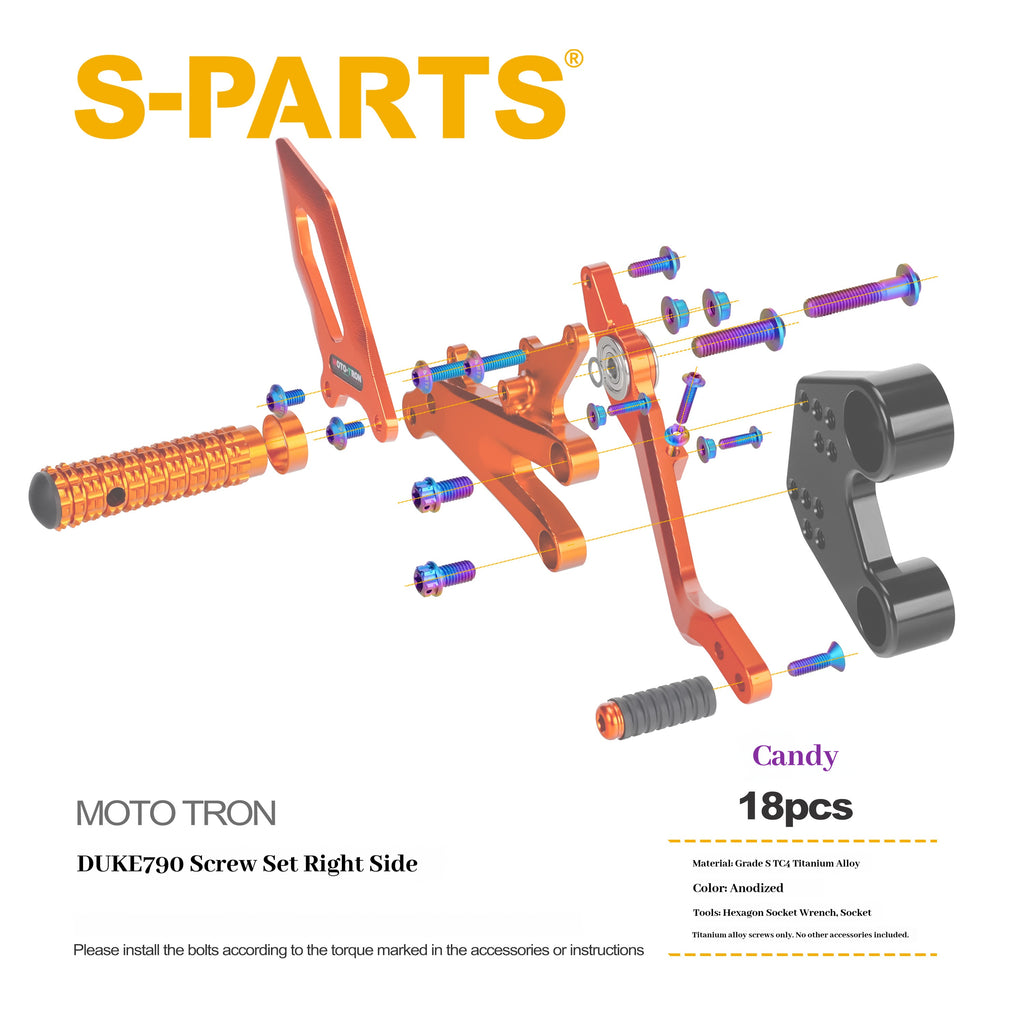 SPARTS TC4 Titanium Bolts for MOTO TRON Footpeg Riser | KTM Duke 790 Motorcycle Upgrade